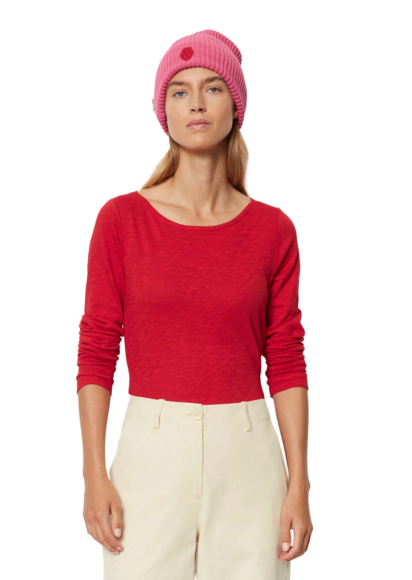 Sonderangebotskatalog Marc O'Polo Langarmshirt mit red Flammgarn-Struktur shiny