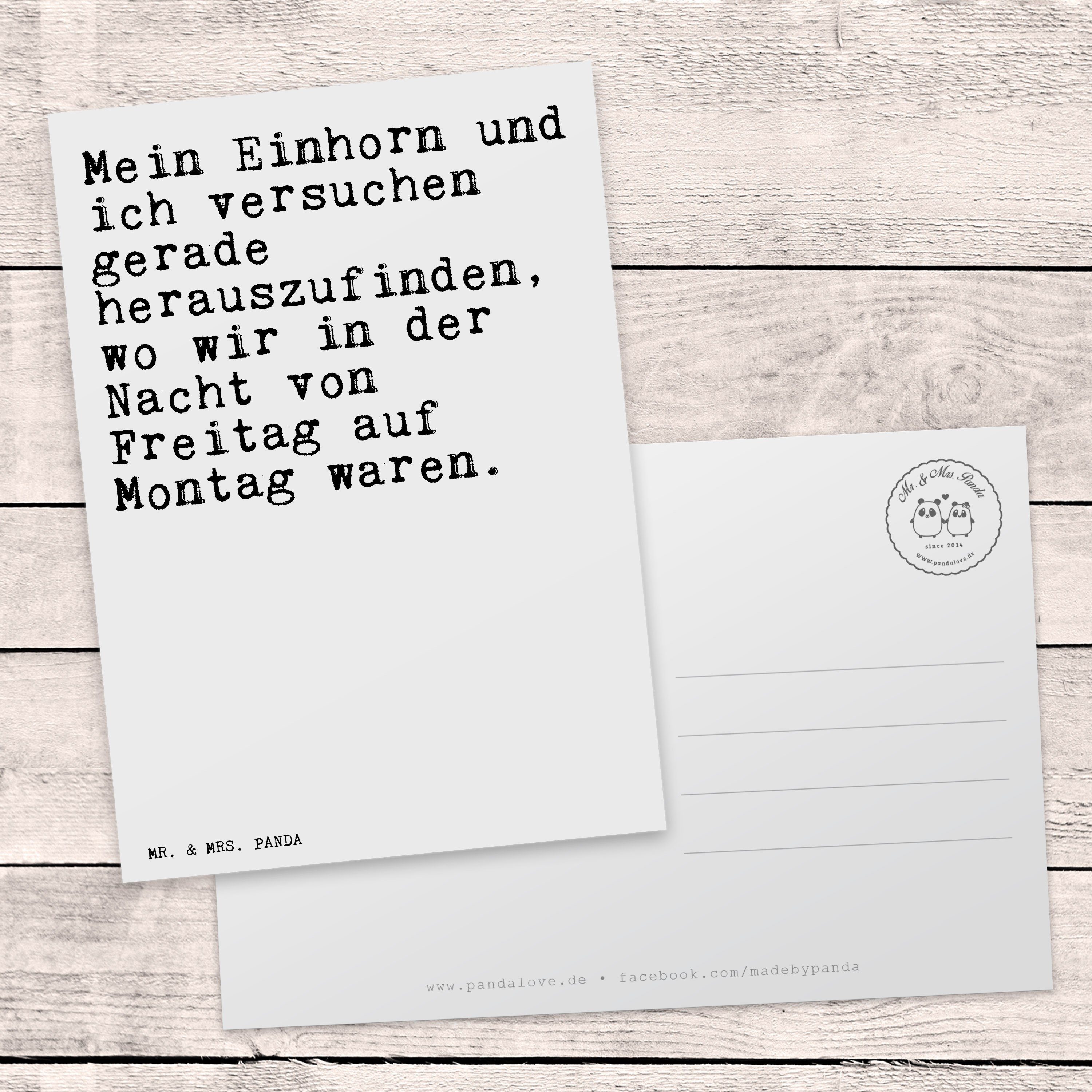 Mrs. ich... Weiß und Panda - Geschenkka Stress, Spruch, & Geschenk, Postkarte - Mein Einhorn Mr.