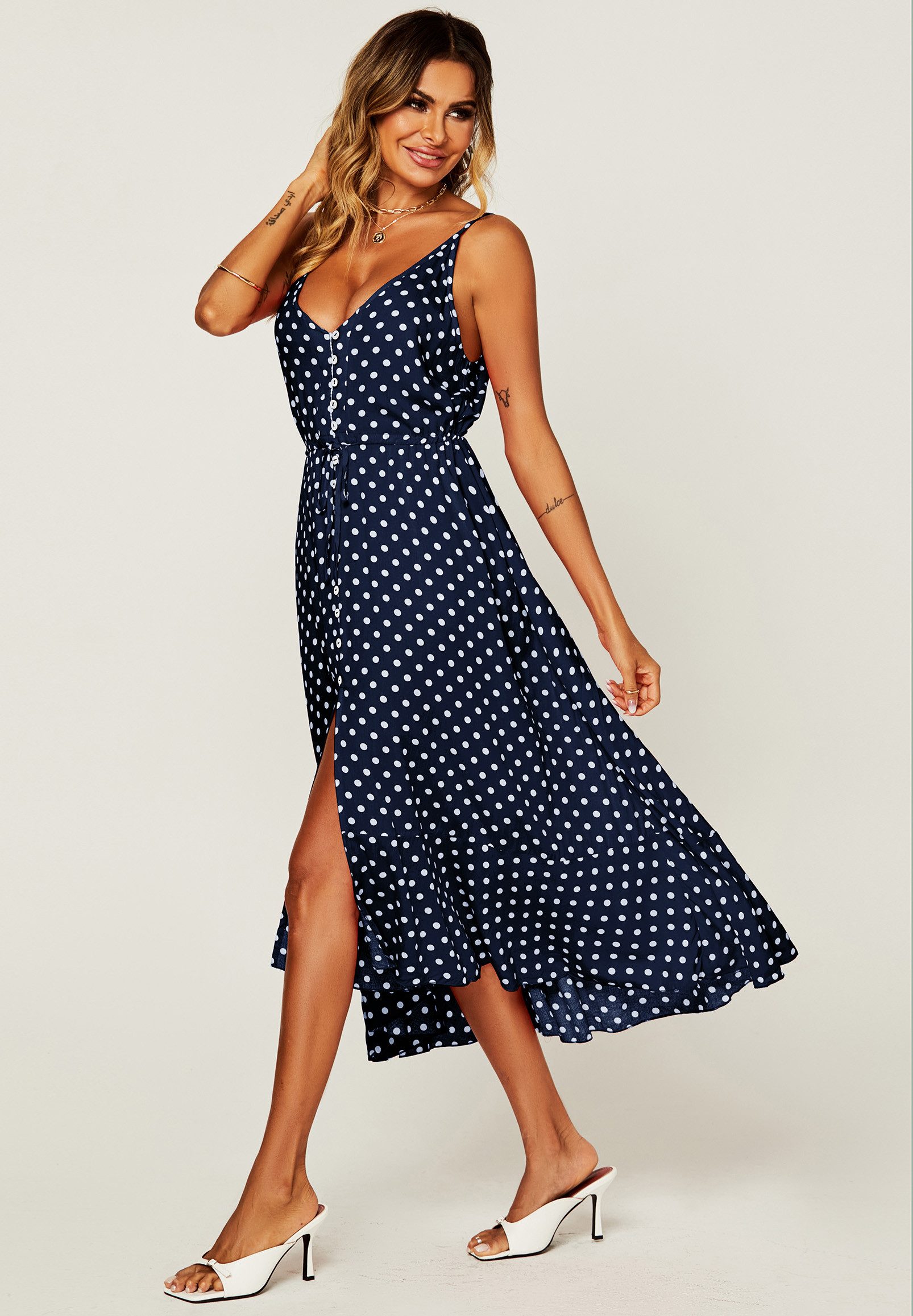 FS Collection Trägerkleid Damen Trägerkleid Midikleid Sommerkleid Print & B günstig online kaufen