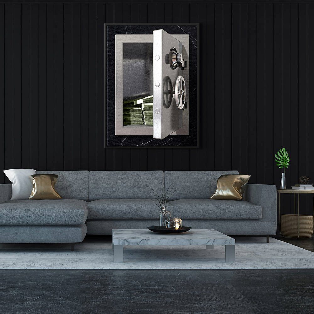 Luxus Silberner Leinwandbild, DOTCOMCANVAS® weißer von Wandbild Tresor Rahmen