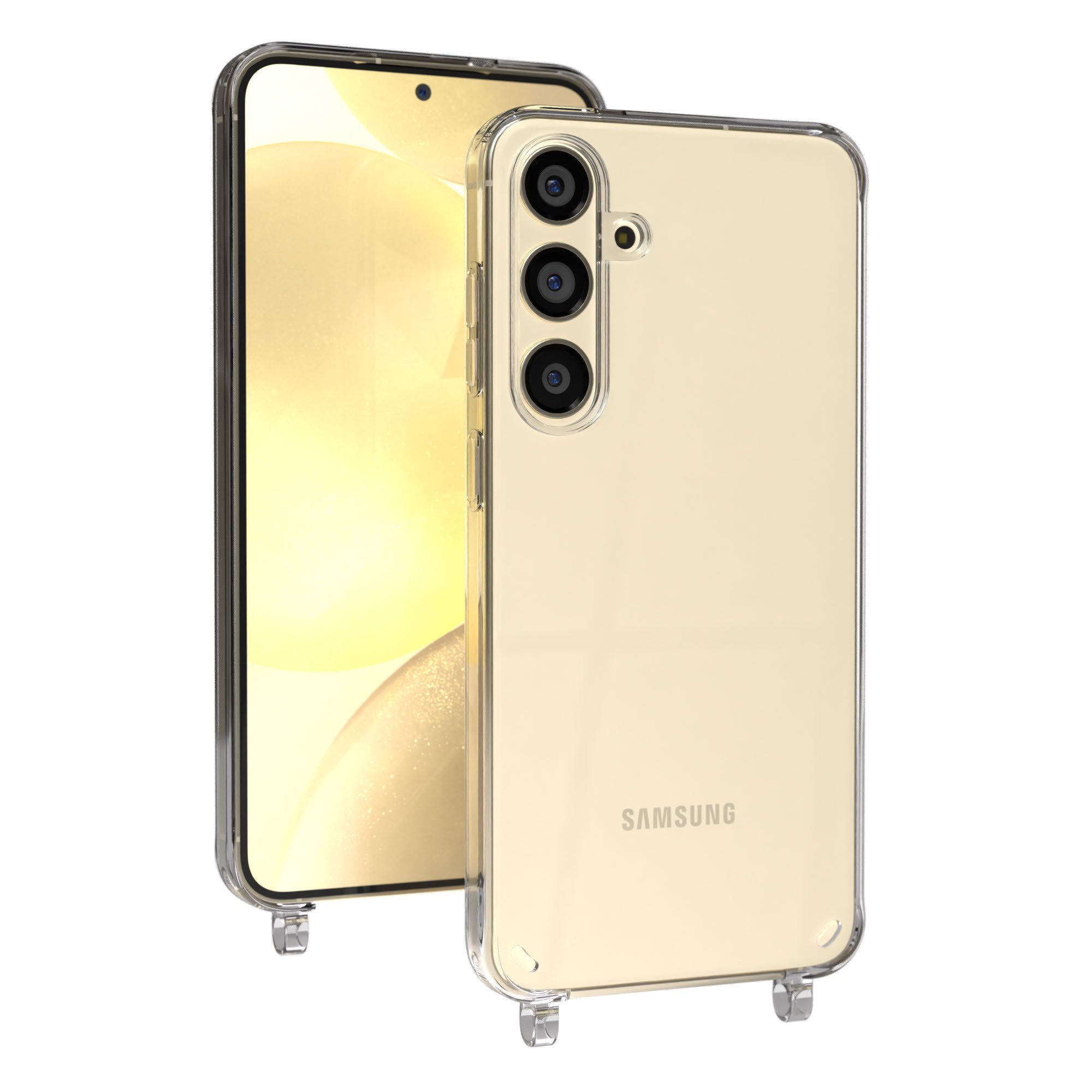 EAZY CASE Handykette Handyhülle für Handyketten mit Befestigungsösen für Samsung Modelle 6,7 Zoll, Hülle für Handykette, Transparent mit Ösen für Samsung Galaxy S24 Plus