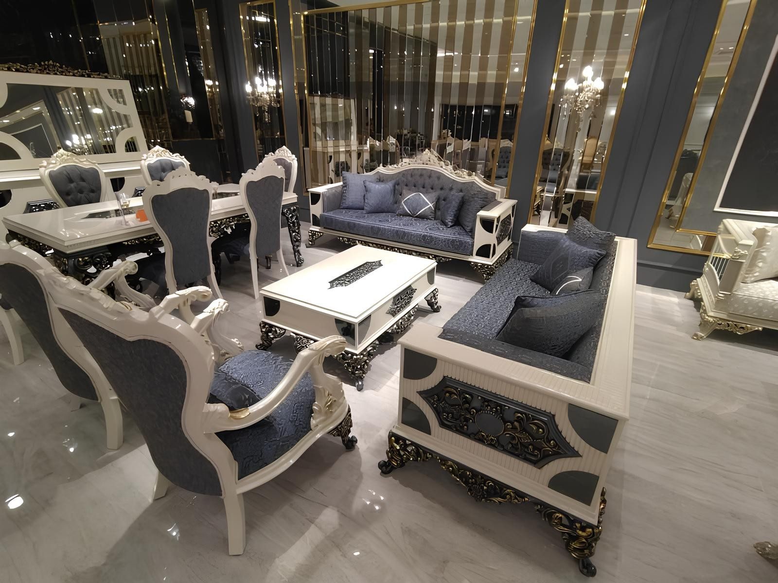 Xlmoebel Polstergarnitur Luxuriöses Set aus zwei edlen 3-Sitzer Sofas aus hochwertigen Mat, (Polstergarnitur, 2-tlg., 2x 3-Sitzer Sofa), Made in Europa