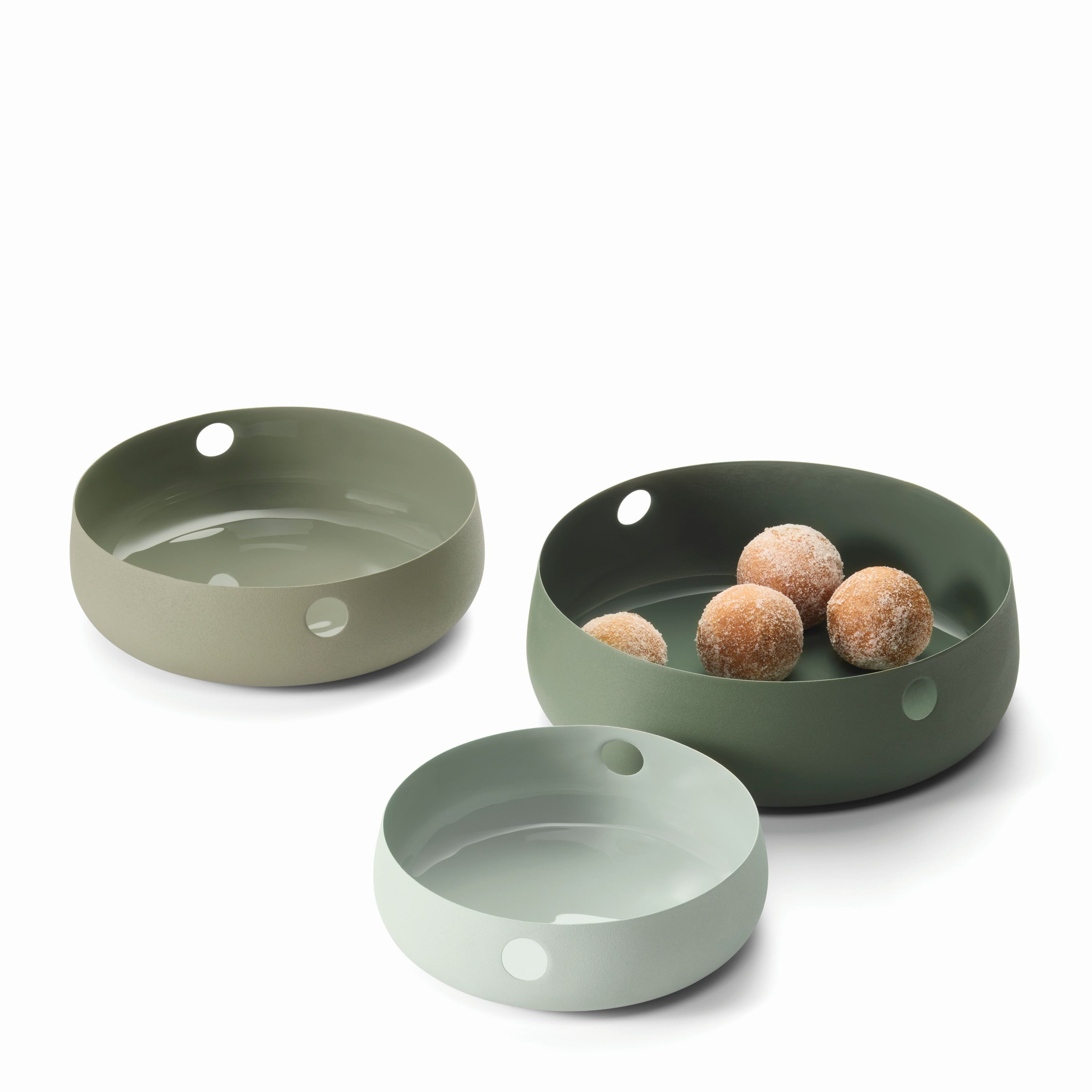 PHILIPPI Dekoschale Copenhagen (3tlg), skandinavisches Design, emailliert, Grün, 22,5 x 22,5 x 7 cm
