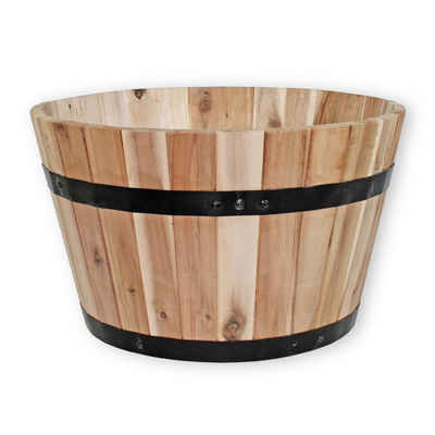 colourliving Pflanzkübel Pflanzkübel Holz rund 40 cm Holzfass Blumenkübel Blumentopf Akazieholz (1x Pflanzkübel), Wasserablaufloch, Naturprodukt, Pflanztopf