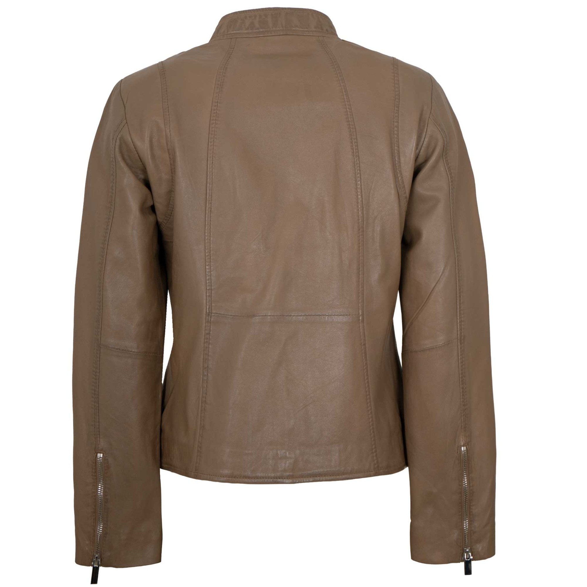 Jilani Lederjacke Gloria-2 Jilani Collection - Damen Lederjacke Lammnappa grau-braun – Bild 3 von 5