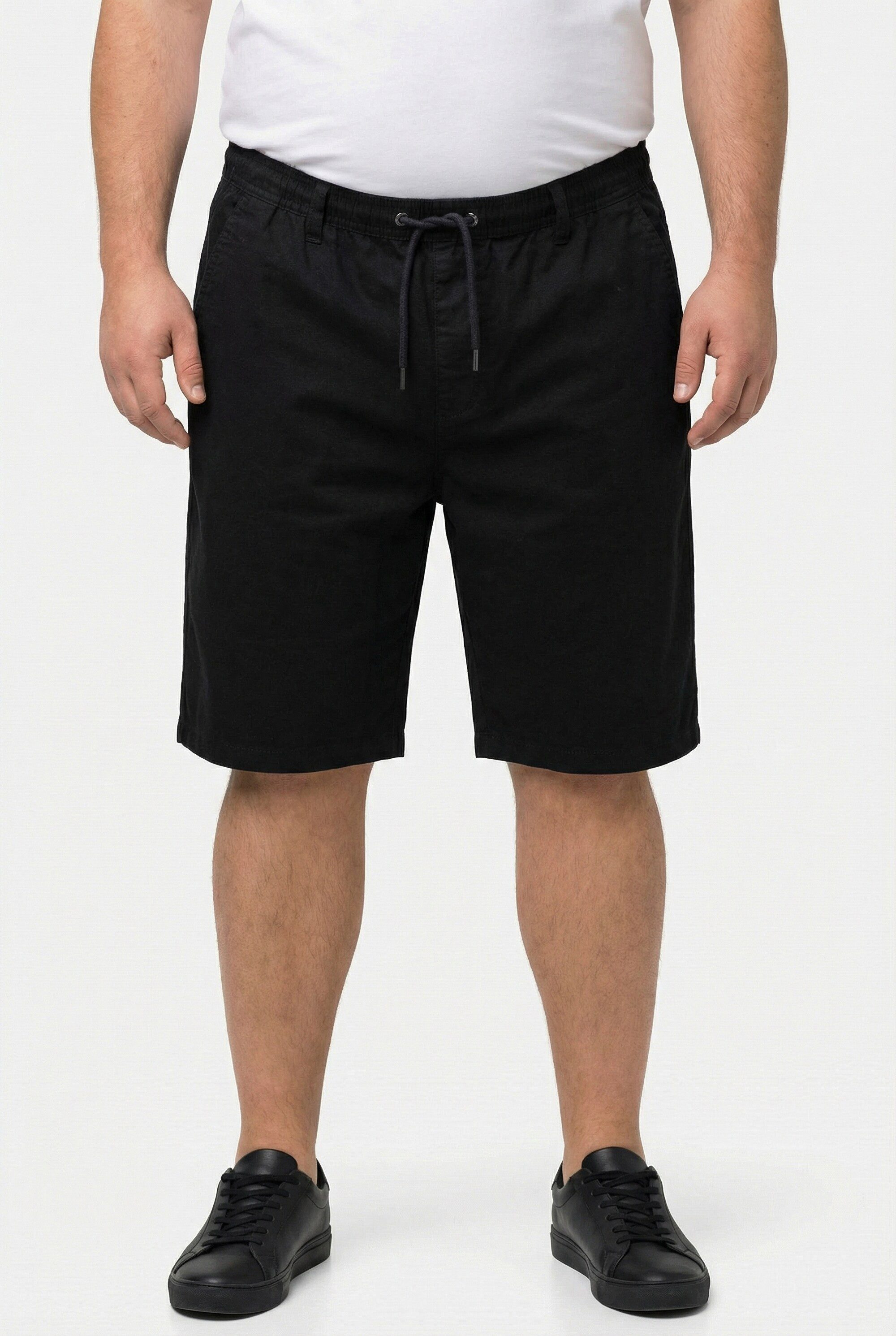 Men Plus Bermudas Leinenmix-Bermuda Relaxed Fit Elastikbund bis 8 XL