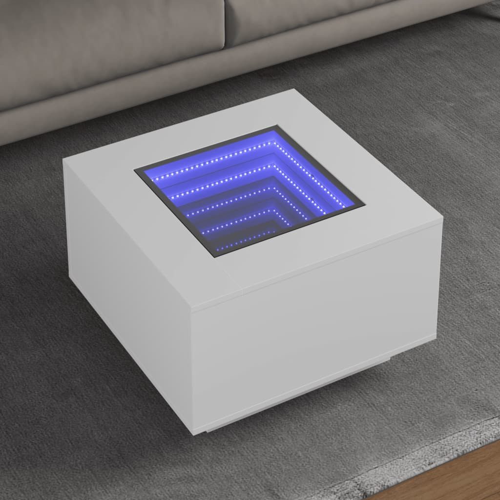 vidaXL Couchtisch LED-Couchtisch Weiß 60x60x40 cm Holzwerkstoff (1-St) – Bild 2 von 5