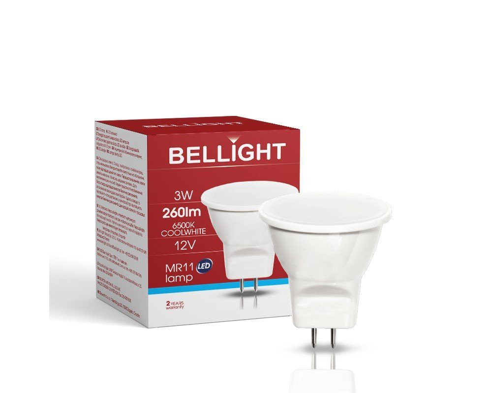 Reflektor Bellight LED-Leuchtmittel 260lm Lampe GU4 GU4, MR11 200° Spot 12V 3W=50W 6500K, LED Kaltweiß MR11, Kaltweiß
