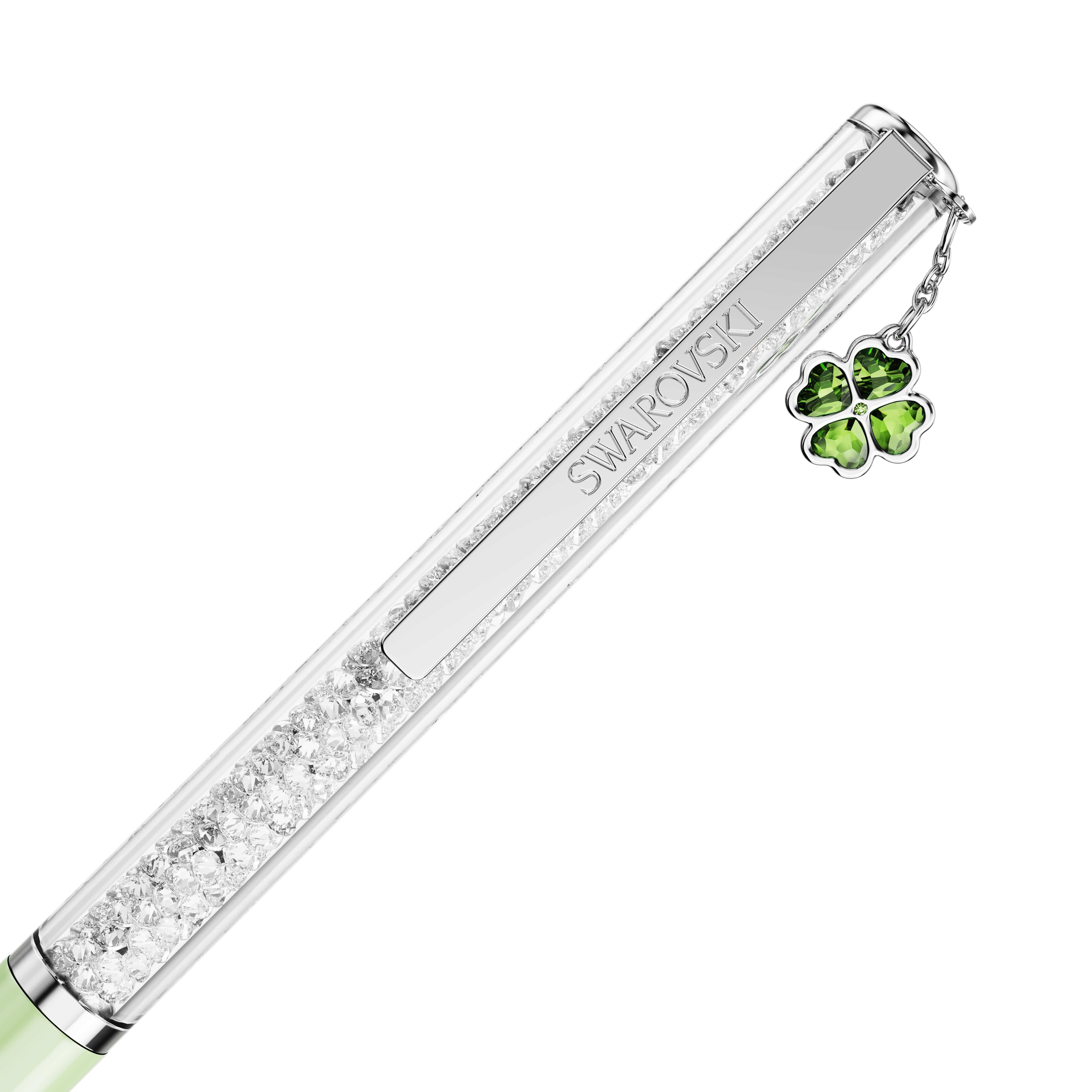 Swarovski Drehkugelschreiber Schreibgerät Geschenk CRYSTALLINE mit Kleeblatt-Charm, mit Swarovski® Kristallen