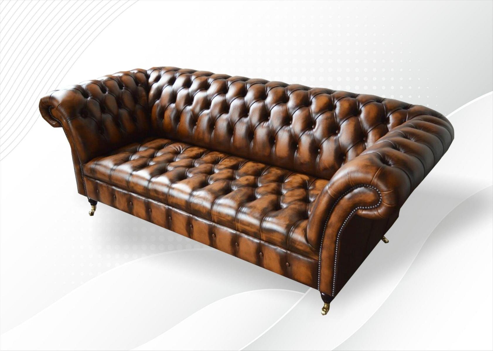 Die Couch Chesterfield Chesterfield-Sofa Sitzer Design JVmoebel mit Sofa Knöpfen. 225 cm, 3 Rückenlehne