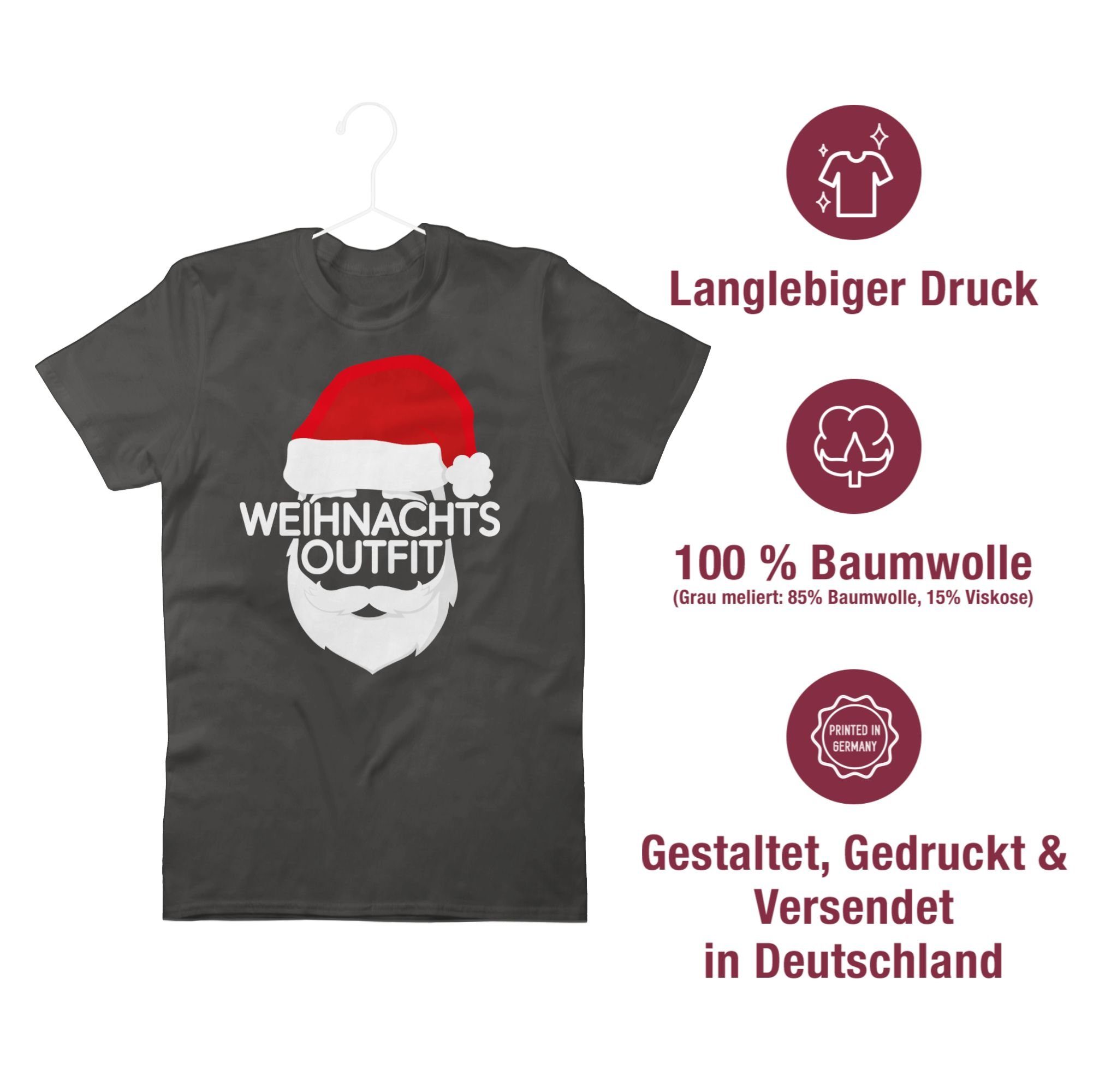 02 Weihachten Shirtracer T-Shirt Weihnachtsoutfit Dunkelgrau Weihnachtsmütze mit Kleidung