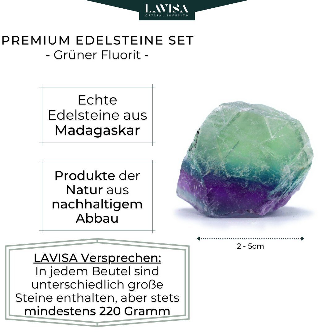echte Dekosteine, Fluorit Grüner Natursteine Edelsteine, Kristalle, LAVISA Edelstein Mineralien