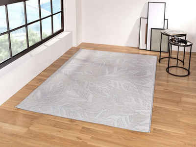 Teppich In & Outdoor Teppich Newton 96014 Blatt, TaraCarpet, rechteckig, Höhe: 3 mm, Sisal optik grau Wohnzimmer Terrasse Garten Balkon Küche 80x150 cm