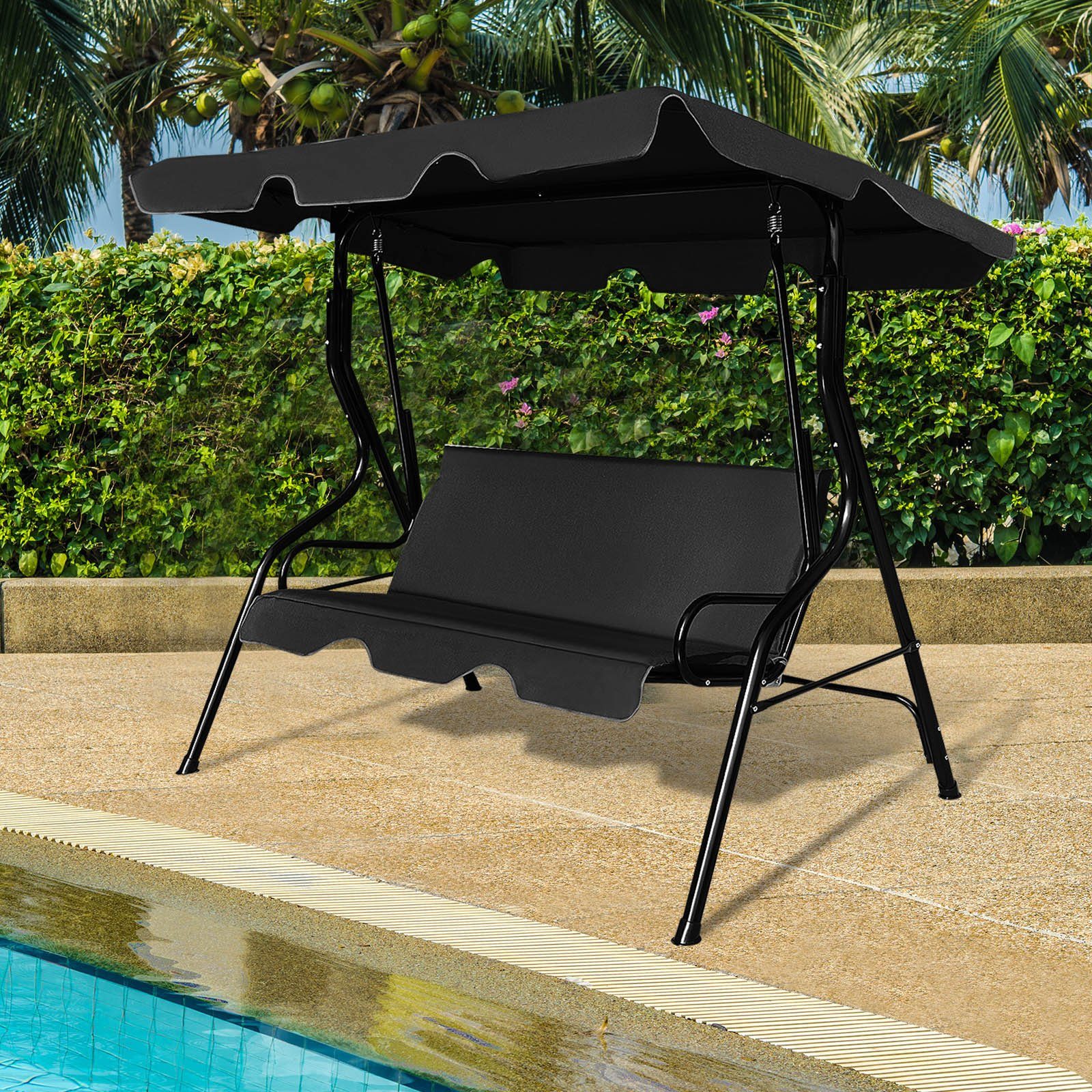 COSTWAY Hollywoodschaukel Gartenbank, 3-Sitzer, mit Sonnendach, günstig online kaufen