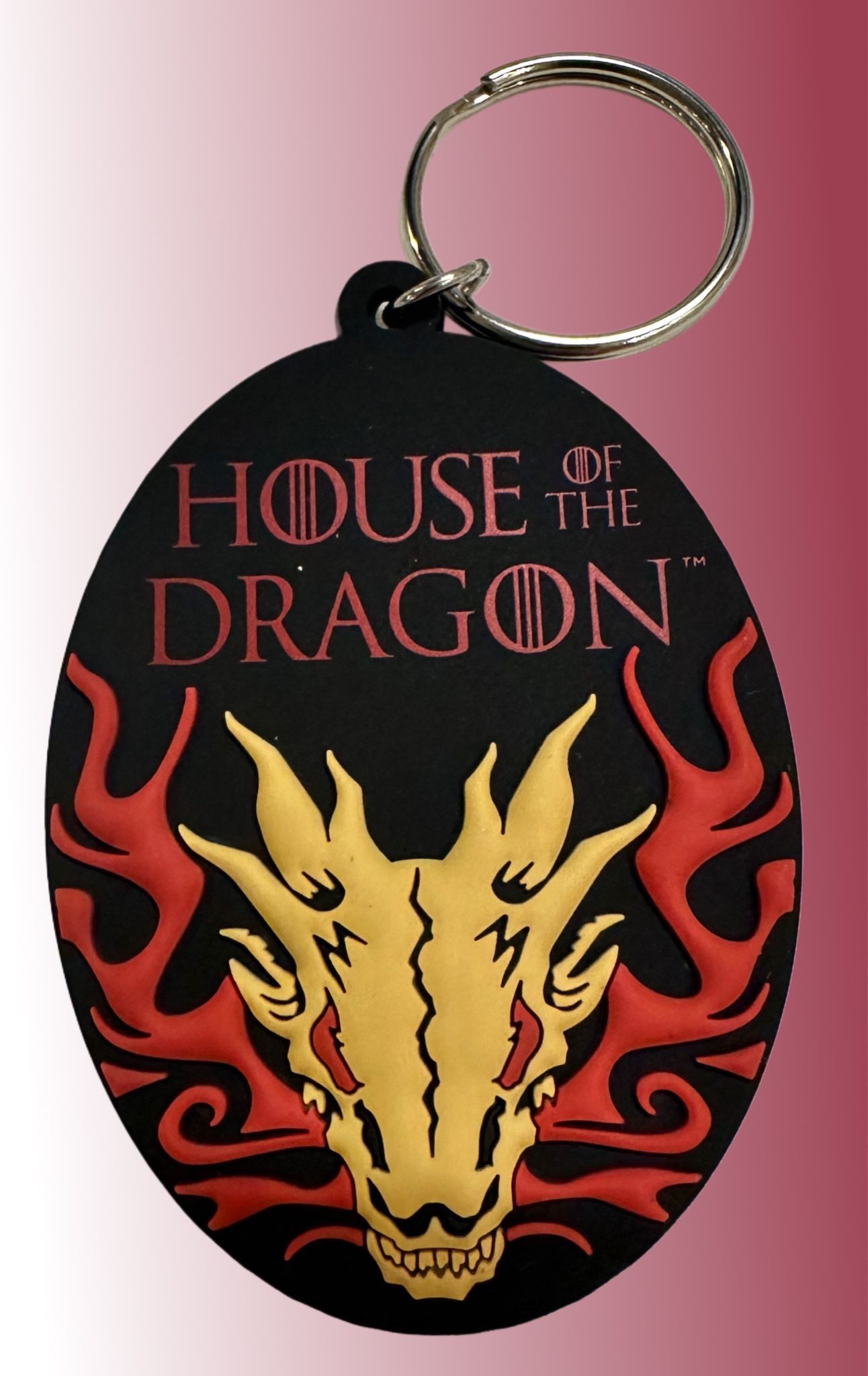 PYRAMID Schlüsselanhänger Schlüsselanhänger 6cm Kinder Anhänger keychain Wappen Drachenkopf gelb, Banner Schlüsselanhänger House of the Dragon Game of Thrones