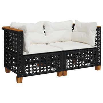 vidaXL Loungesofa Garten-Ecksofas mit Kissen 2 Stk. Schwarz Poly Rattan