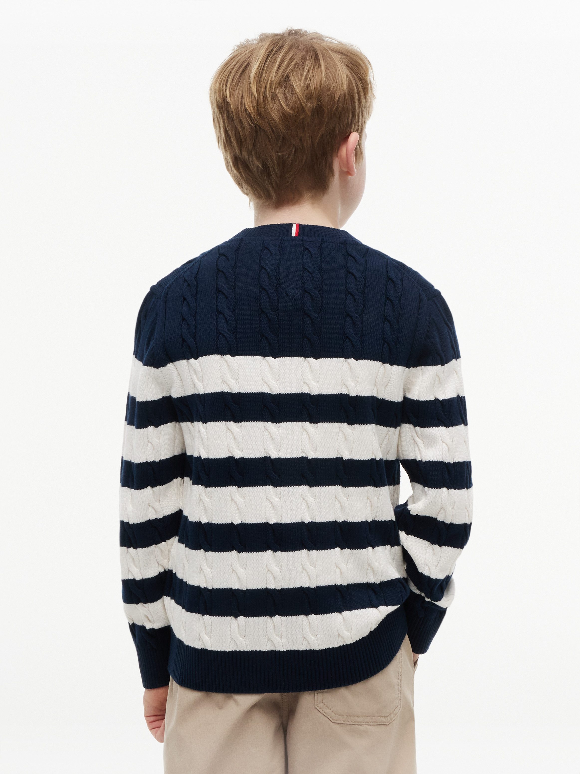 Tommy Hilfiger Strickpullover COTTON CABLE SWEATER Rundhalsausschnitt, Regular Fit, Kinder bis 16 Jahre