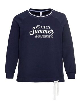 Sheego Sweatshirt Große Größen mit Frontdruck und Kontrast-Rundhals