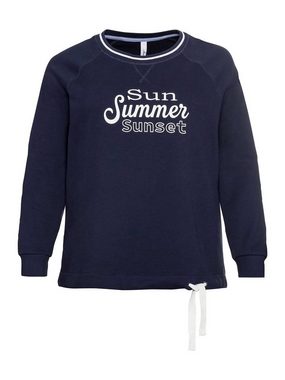 Sheego Sweatshirt »Sweatshirt« mit Frontdruck und Kontrast-Rundhals
