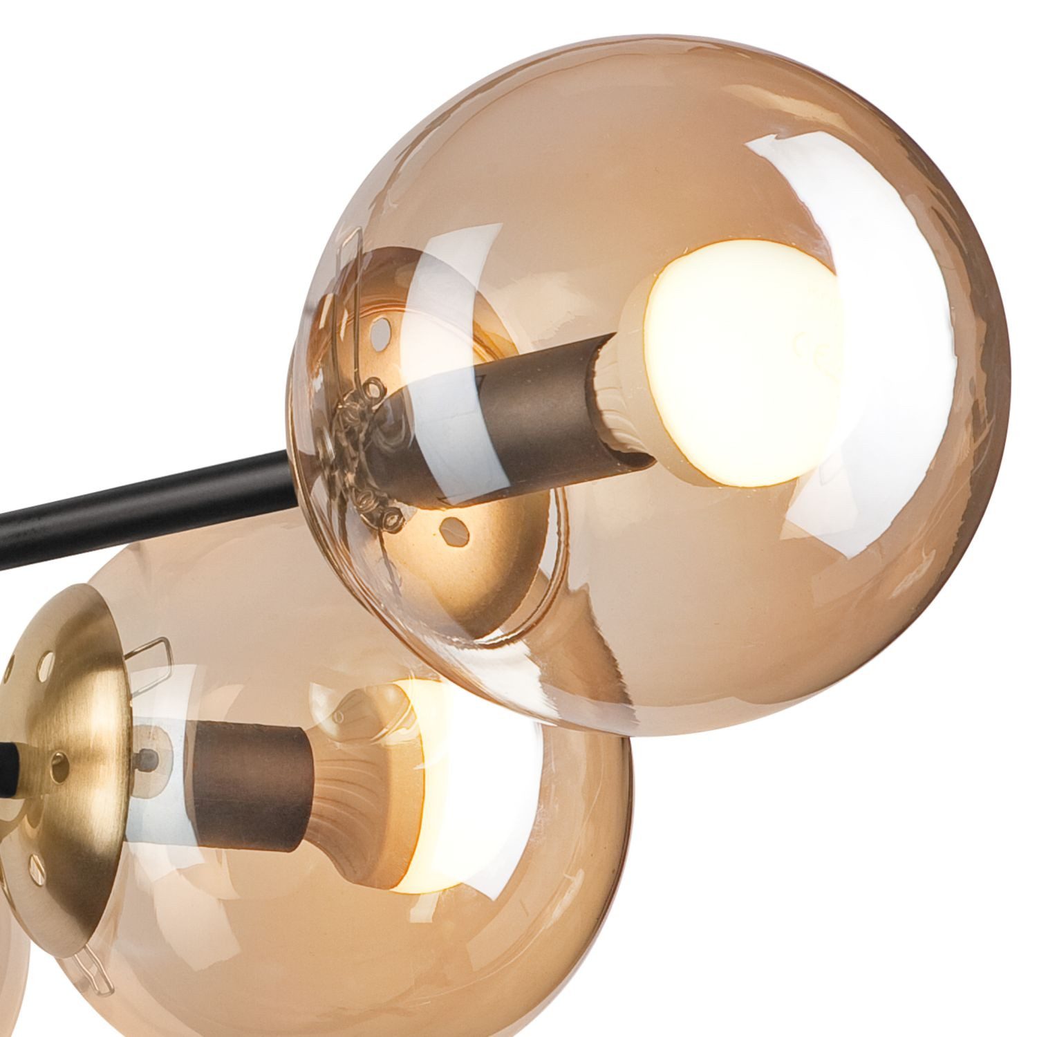 Licht-Erlebnisse Deckenleuchte PARASOS, ohne Leuchtmittel, Rauchglas Metall 64 cm breit in Gold Schwarz E14 Kugel Schirm Modern