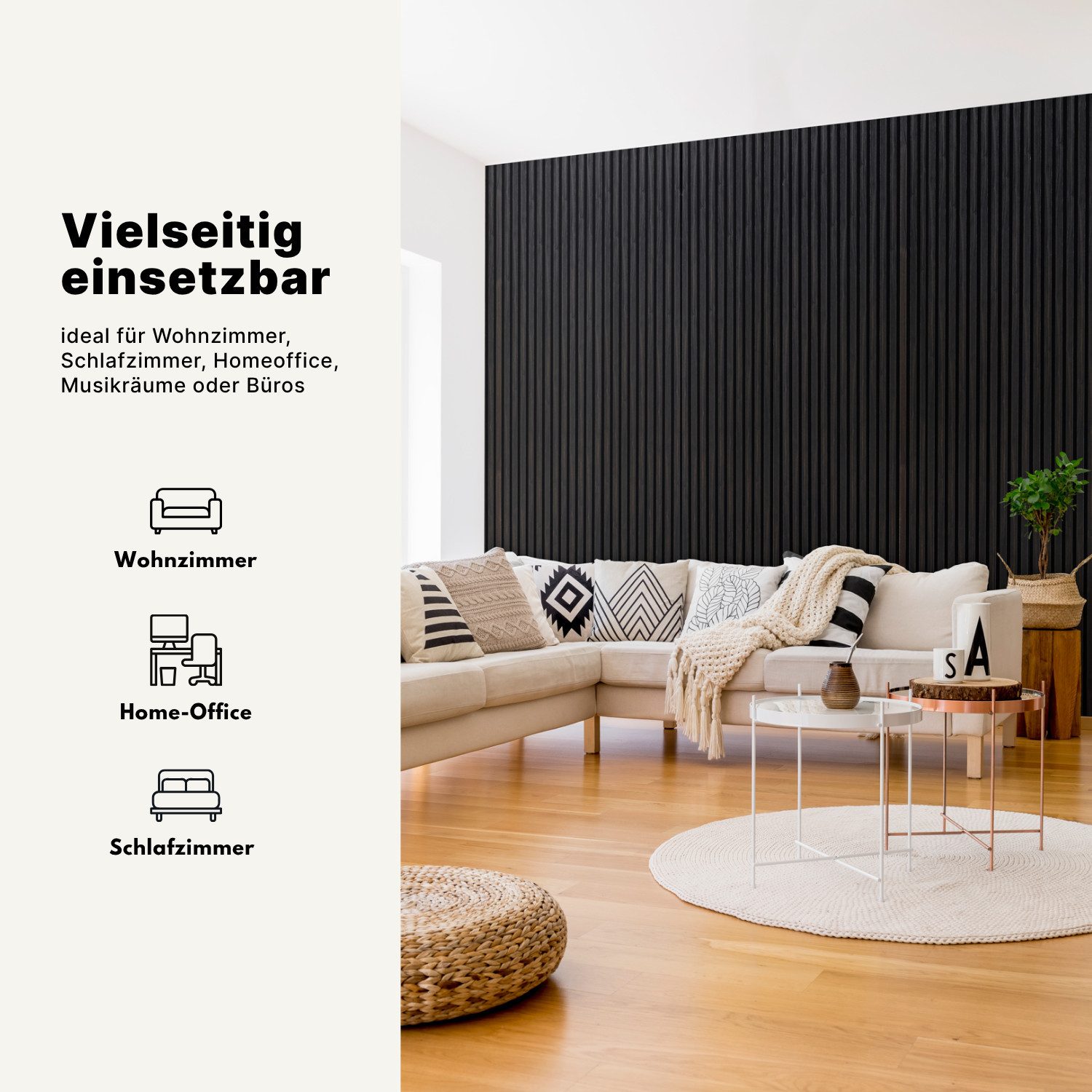 MTP Online-Shop GmbH Wandpaneel, Eiche Schokobraun - 240x60cm, Schallabsorption & modernes Design, BxL: 60x240 cm, 1,44 qm