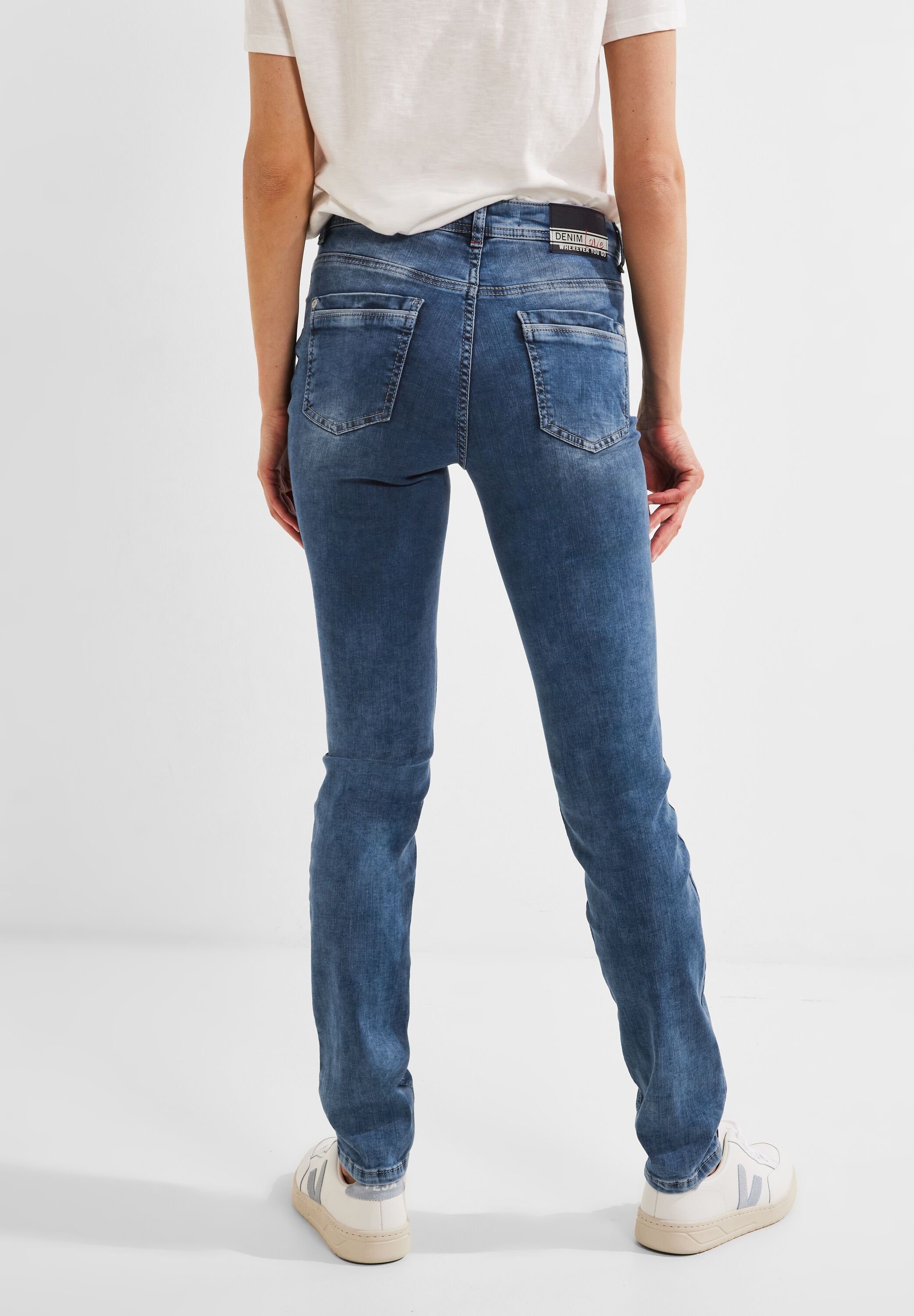 Blue Jeans Wash 30er Länge Cecil Slim Slim-fit-Jeans (1-tlg) Vorhanden Mid Fit in Nicht Cecil