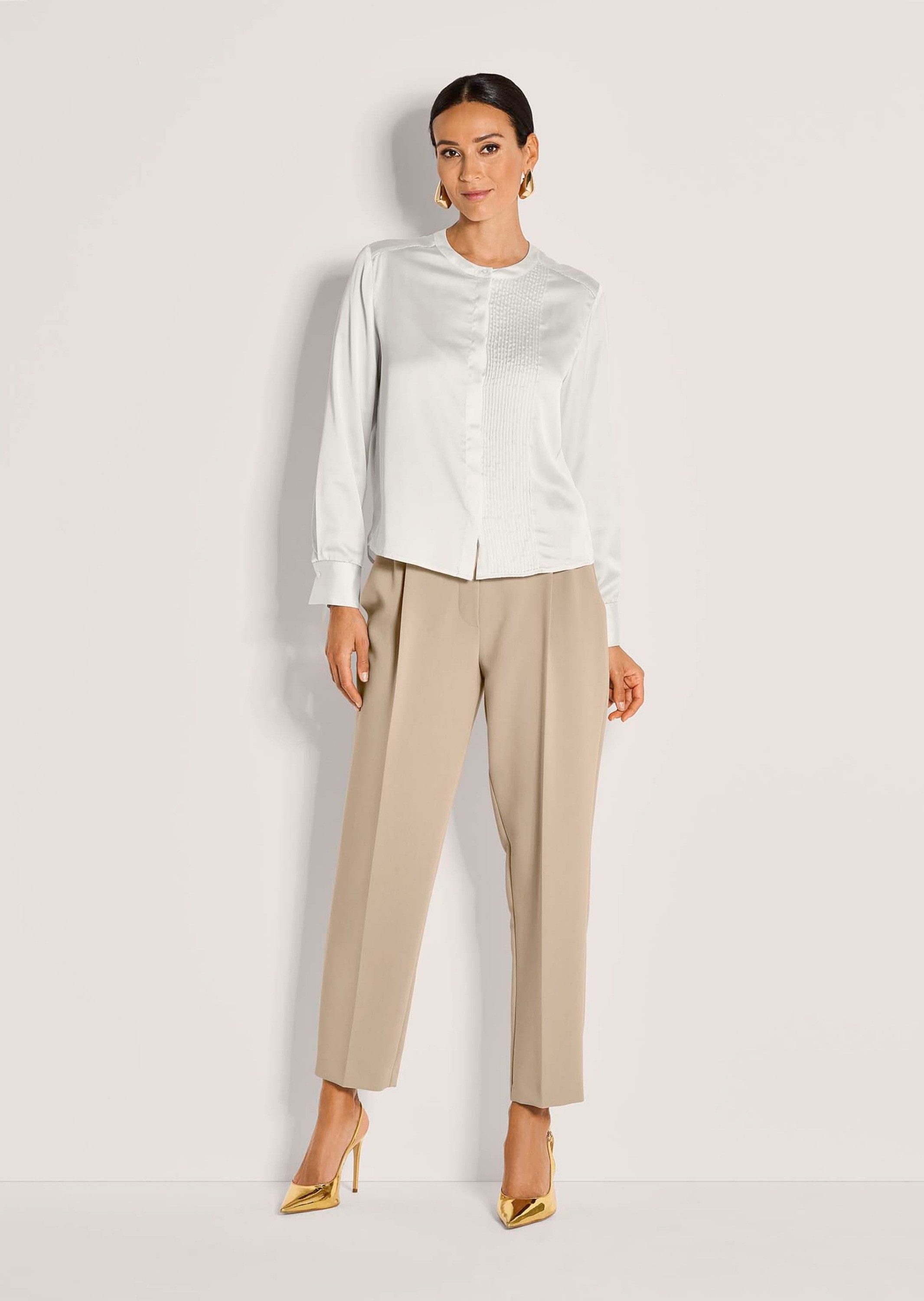 MADELEINE Langarmbluse Elegante Bluse mit Zierblenden Viskosebluse mit Rund günstig online kaufen