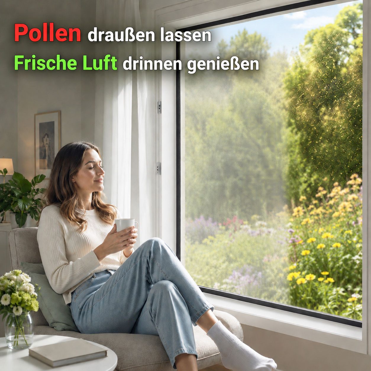 VABIONO Pollenschutzgitter 3x Pollenschutzvlies Insektenschutz für Fenster 130x150cm zuschneidbar, (3er Packung inkl. 2x Klettband, Pollenschutz für Allergiker - sorgt für frische Raumluft), kostenloser Versand