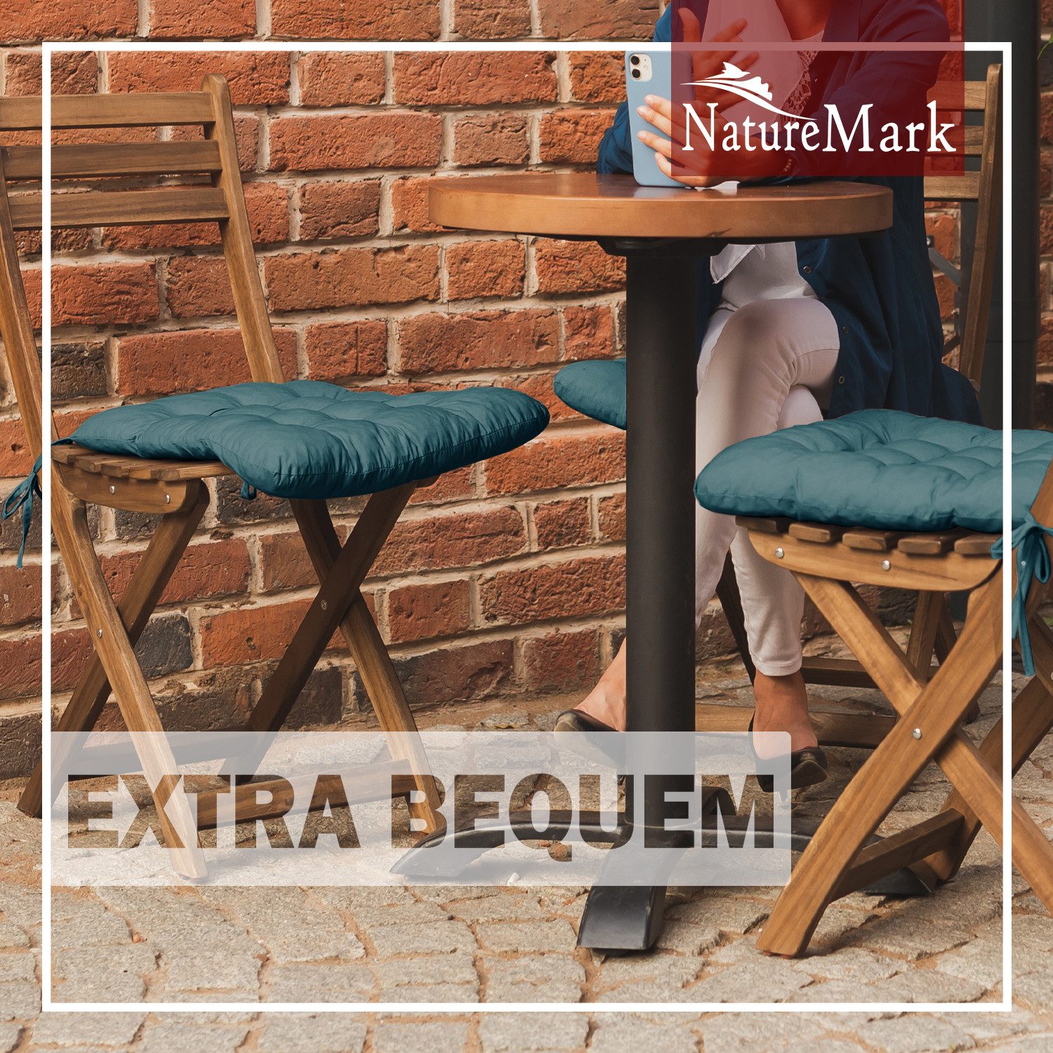 NatureMark Sitzkissen 4er-Set Stuhlkissen 40x40cm mit Bändern, Sitzpolster günstig online kaufen