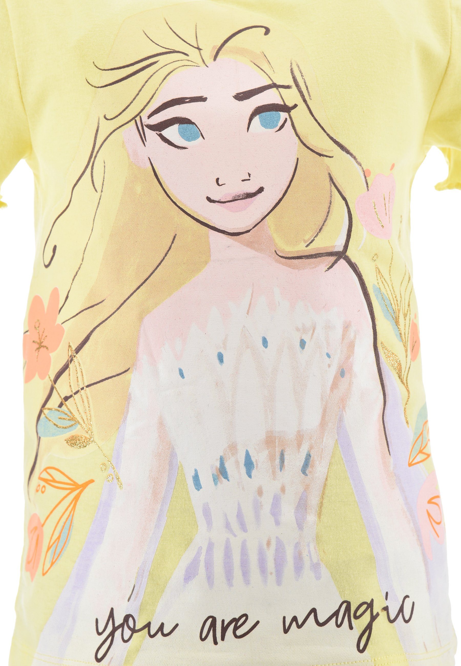 Disney Frozen Shorty Die Eiskönigin Mädchen tlg) Elsa Pyjama (2 Schlafanzug Gelb