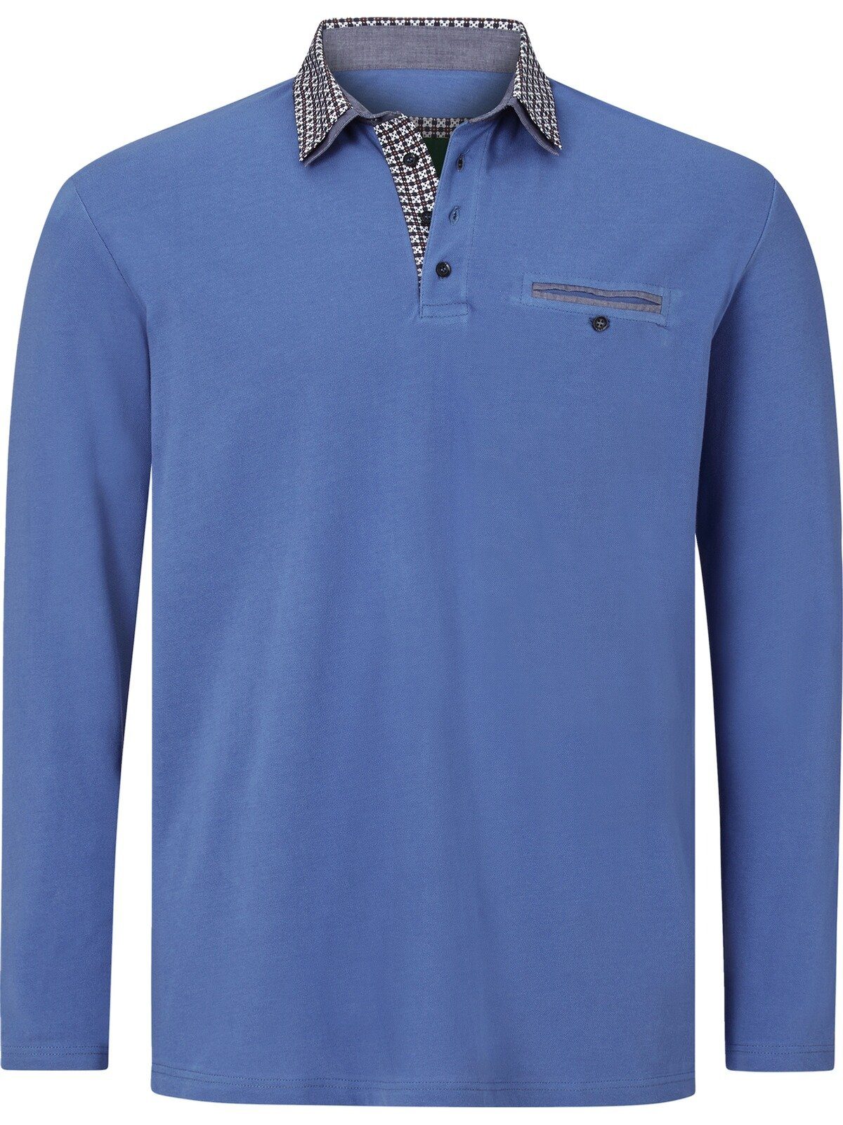 Charles EARL CHAD Kragen Langarm-Poloshirt mit blau doppeltem Colby