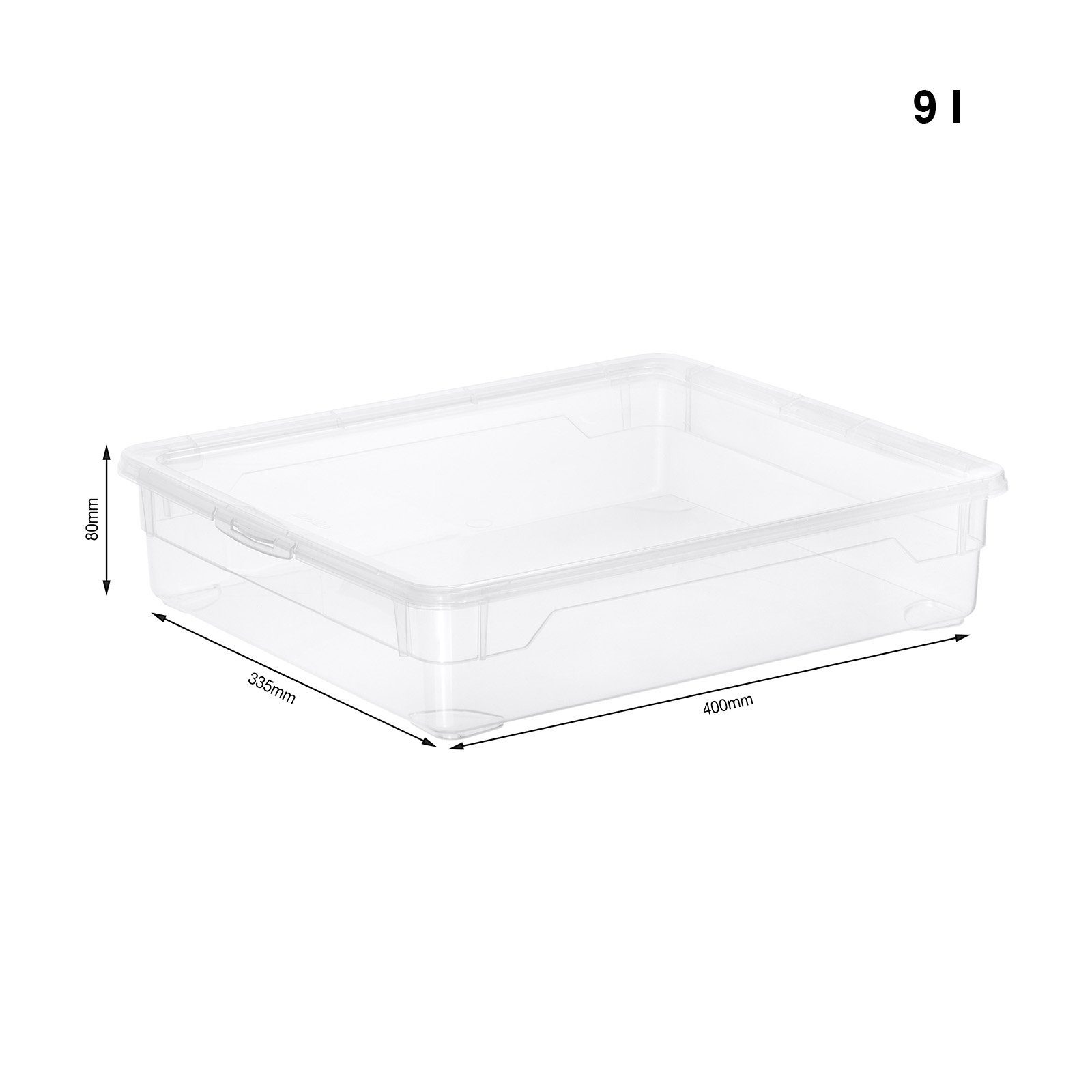 ROTHO Aufbewahrungsbox CLEAR Aufbewahrungsbehälter 9 l mit Deckel transparent stapelbar (12er-set, 12 St)