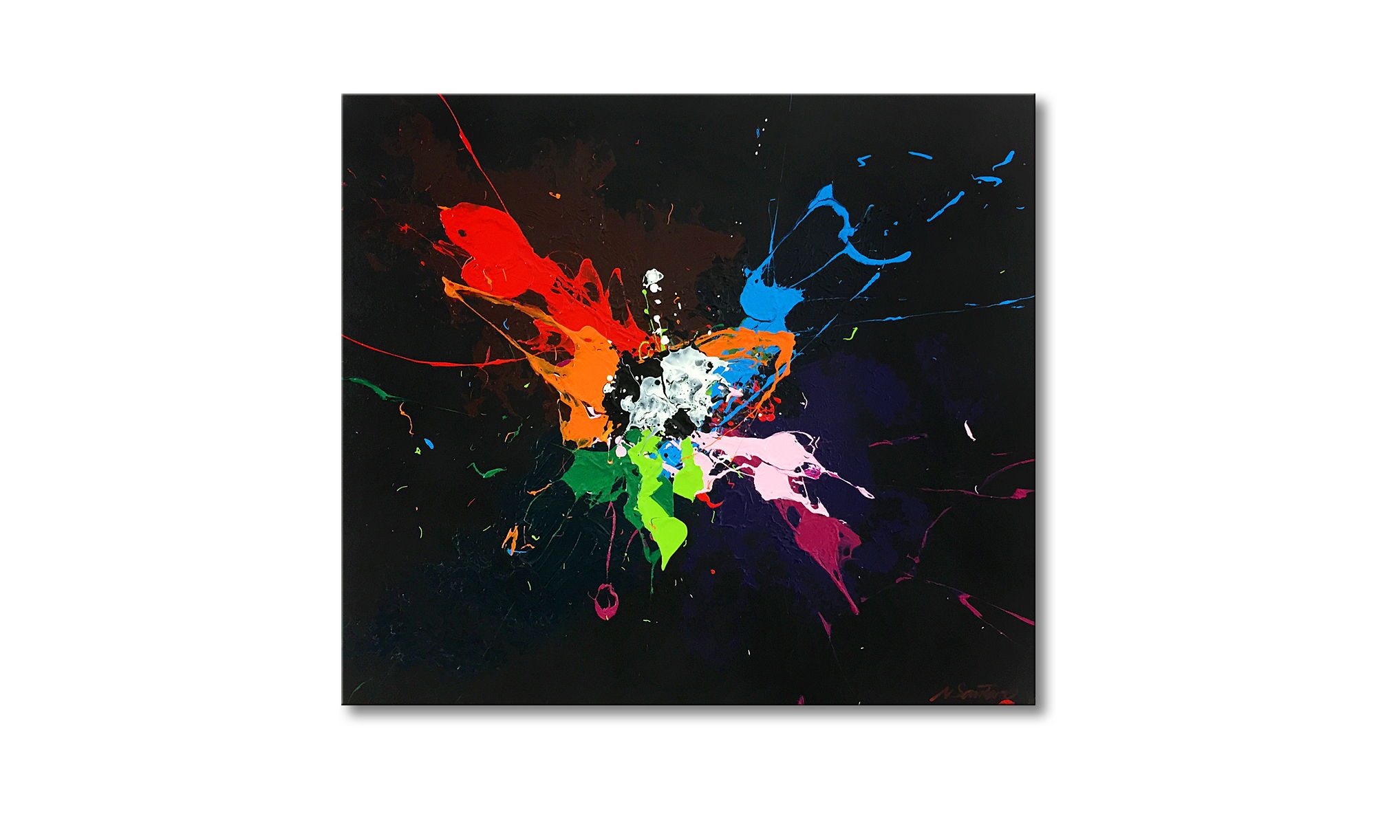 WandbilderXXL Gemälde Space Bomb 90 x 80 cm, Abstraktes Gemälde, handgemaltes Unikat