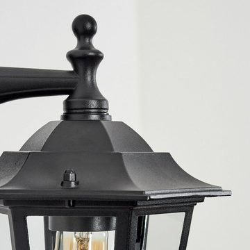 hofstein Außen-Wandleuchte Wandlampe abwärts in antikem Look aus Metall/Glas in Schwarz/Klar, ohne Leuchtmittel, Wandleuchte im Landhaus-Stil, E27, ohne Leuchtmittel, IP44