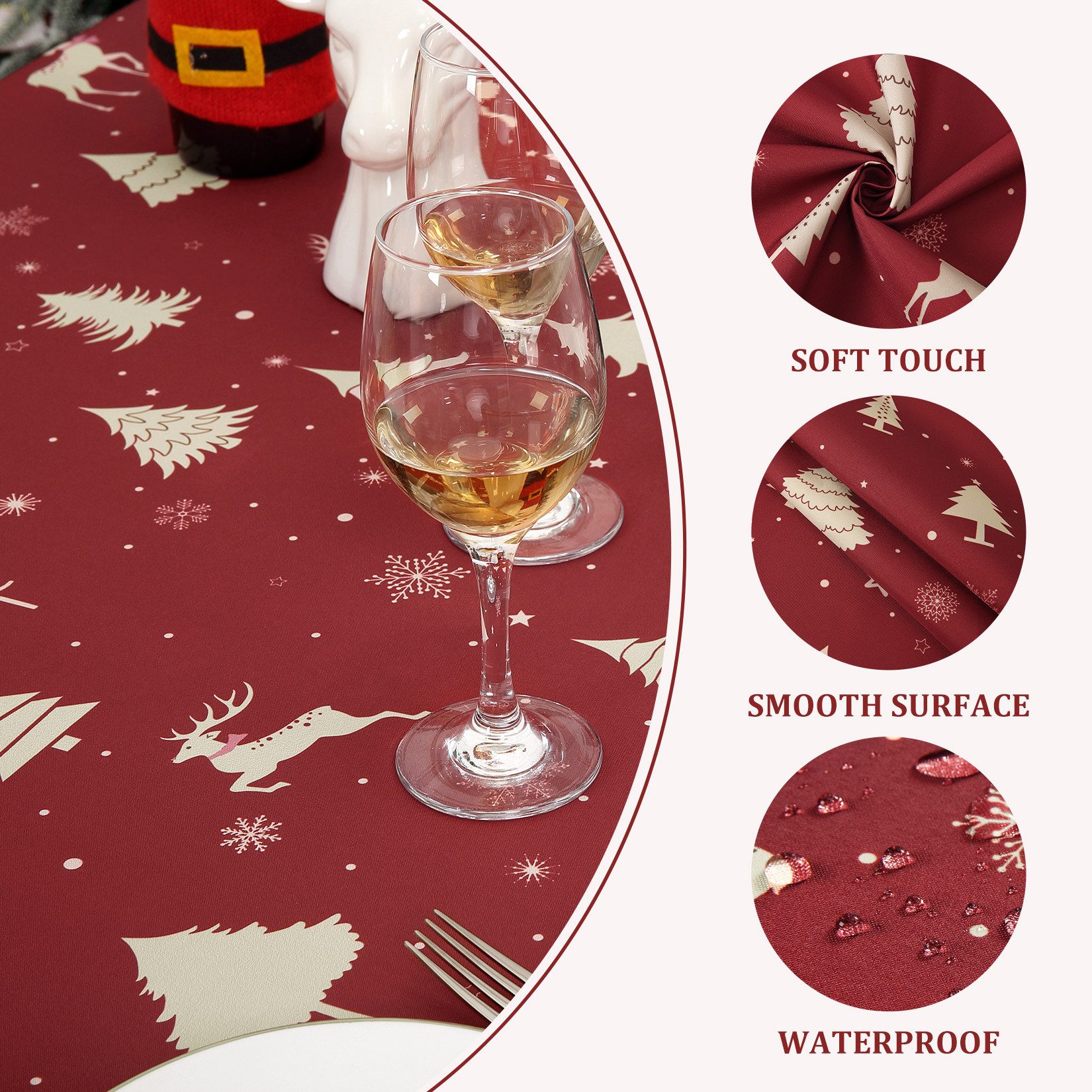 GarveeMore Tischdecke Weihnachtstischdecken Waschbare Tischdecke Schmutzabw günstig online kaufen