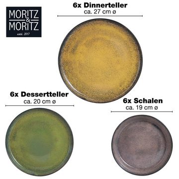 Moritz & Moritz Tafelservice Moritz & Moritz 18tlg Tafel Service Vintage Geschirr Set Digital (18-tlg), 6 Personen, Kombigeschirr für 6 Personen