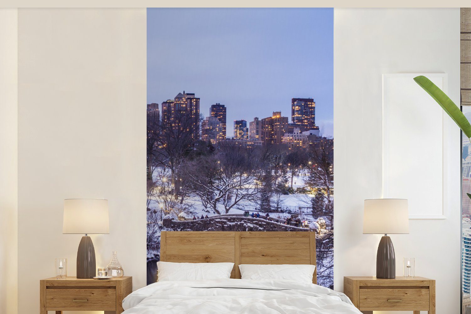 MuchoWow Fototapete New York Winter, Wohnzimmer Vliestapete für Fototapete - - Schlafzimmer bedruckt, Central Park St), Matt, (2 Küche