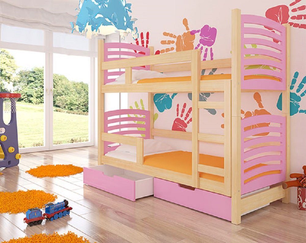 Feldmann-Wohnen Hochbett OSUNA (Etagenbett mit 2 Schlafgelegenheiten) Farbe wählbar