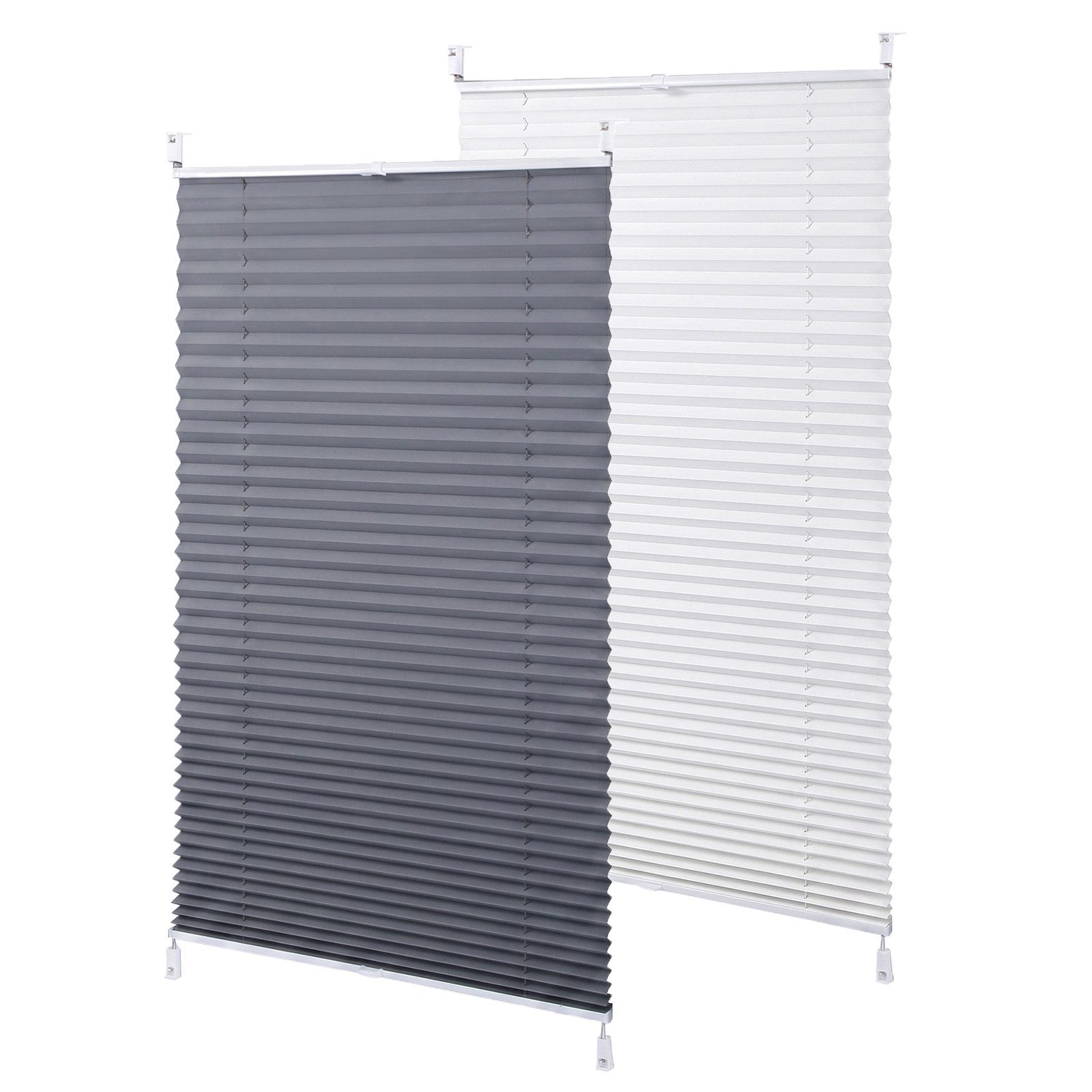 Sekey Plissee Plissee ohne Bohren Plissee für Fenster&Tür Lichtschutz Rollo Klemmfix, Faltrollo Mit oder ohne Bohren, Klemmfix, blickdicht, ohne Bohren, verspannt, Klemmfix, 40cm x 100cm Grau