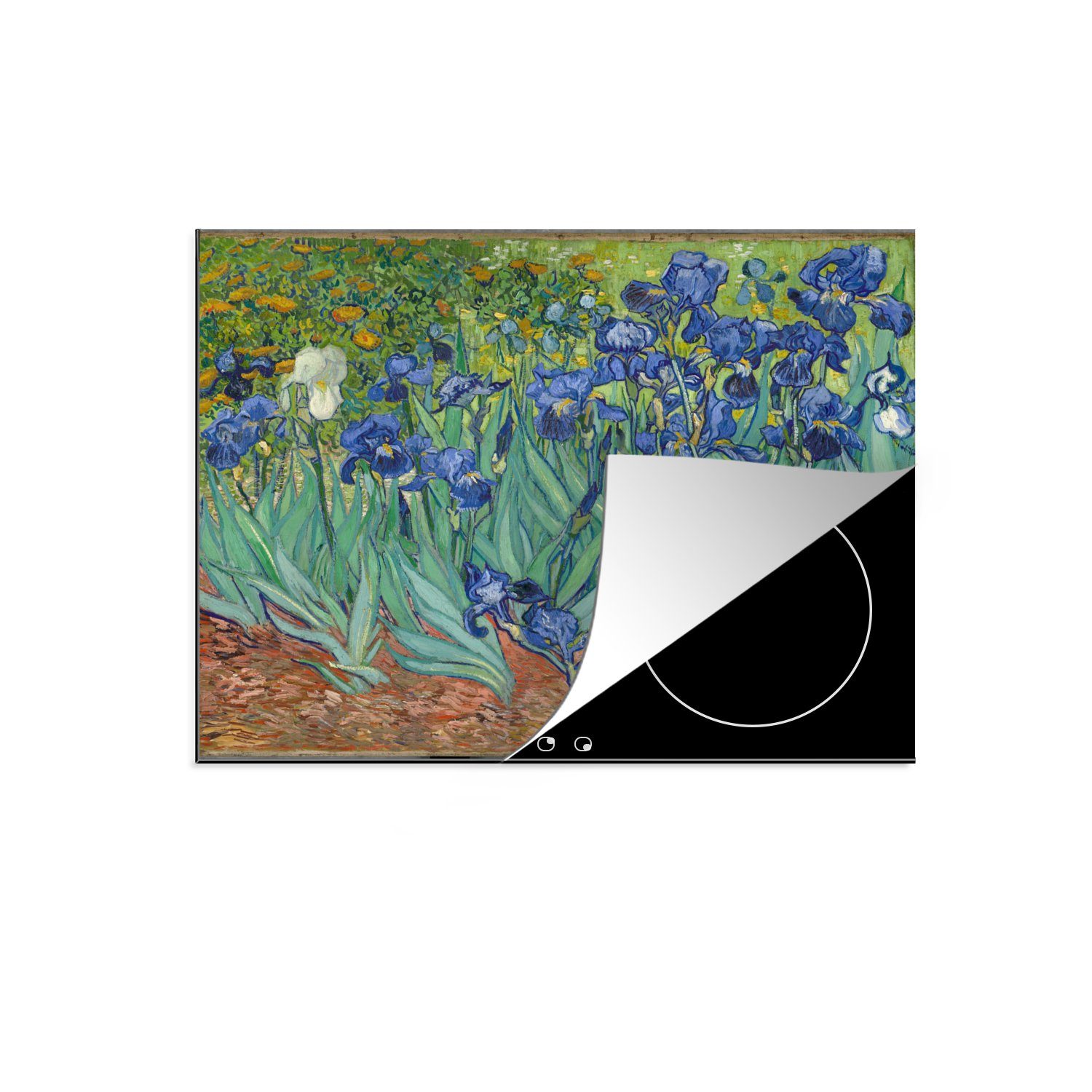 MuchoWow Herdblende-/Abdeckplatte Schwertlilien - Vincent van Gogh, Vinyl, (1 tlg), 59x52 cm, Ceranfeldabdeckung für die küche, Induktionsmatte