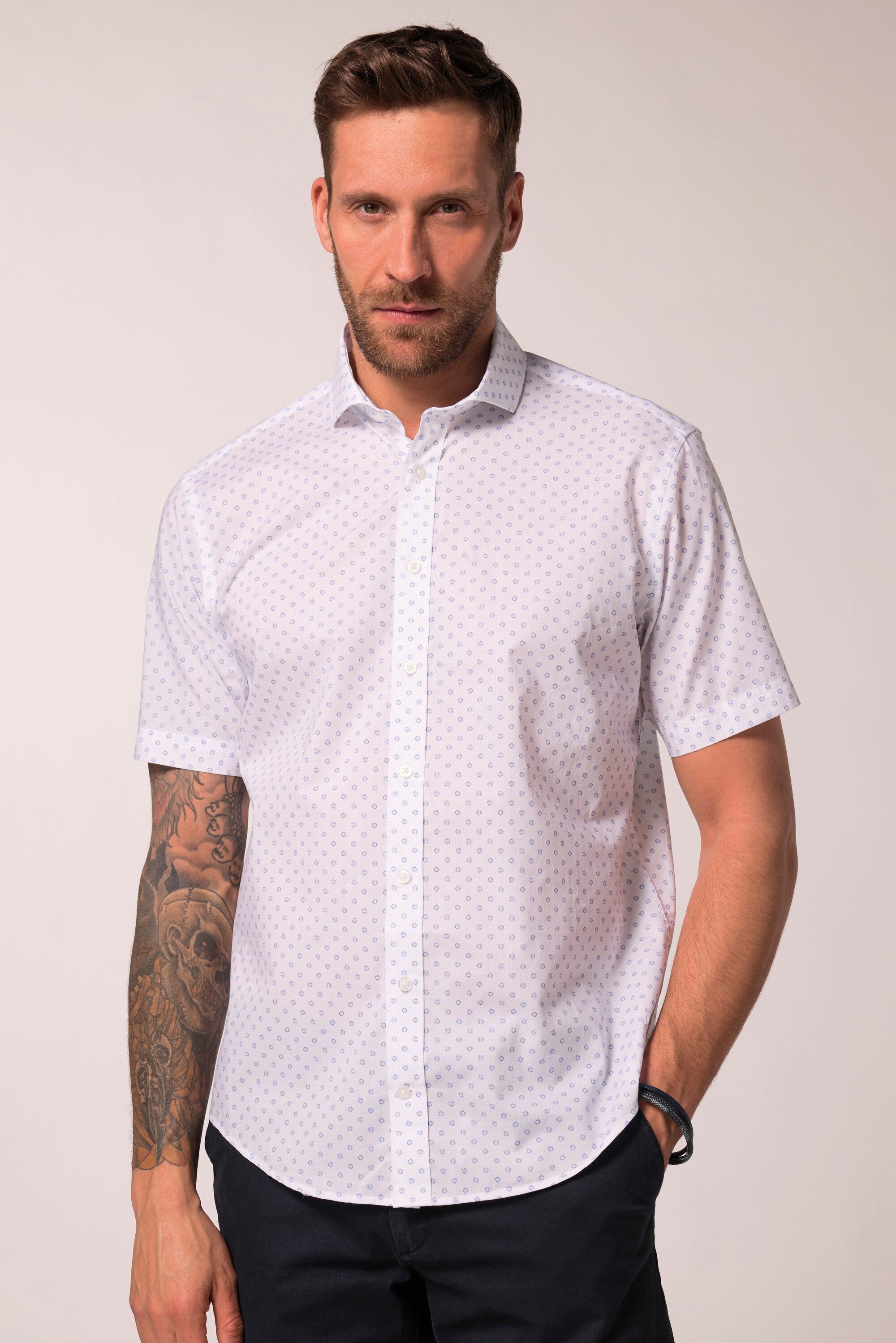 JP1880 Kurzarmhemd JP1880 Hemd Halbarm Minimalprint Modern Fit