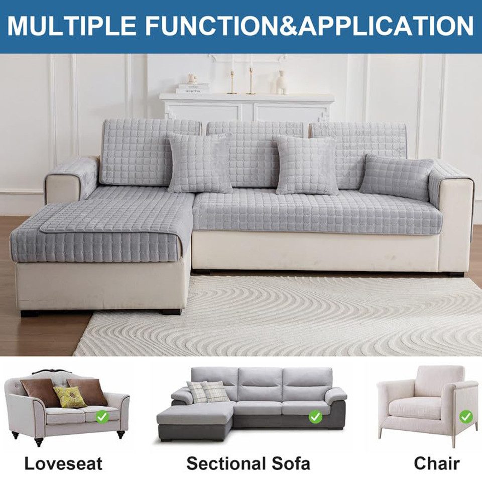 Zaewry Sofabezug Flanell Sofabezug 1 2 3 4 Sitzer Sofabezüge Couch Überzug L Form, Ecksofa Sofa Couch Überwurfdecke, Sofahusse rutschfest Sofa Abdeckung – Bild 4 von 5