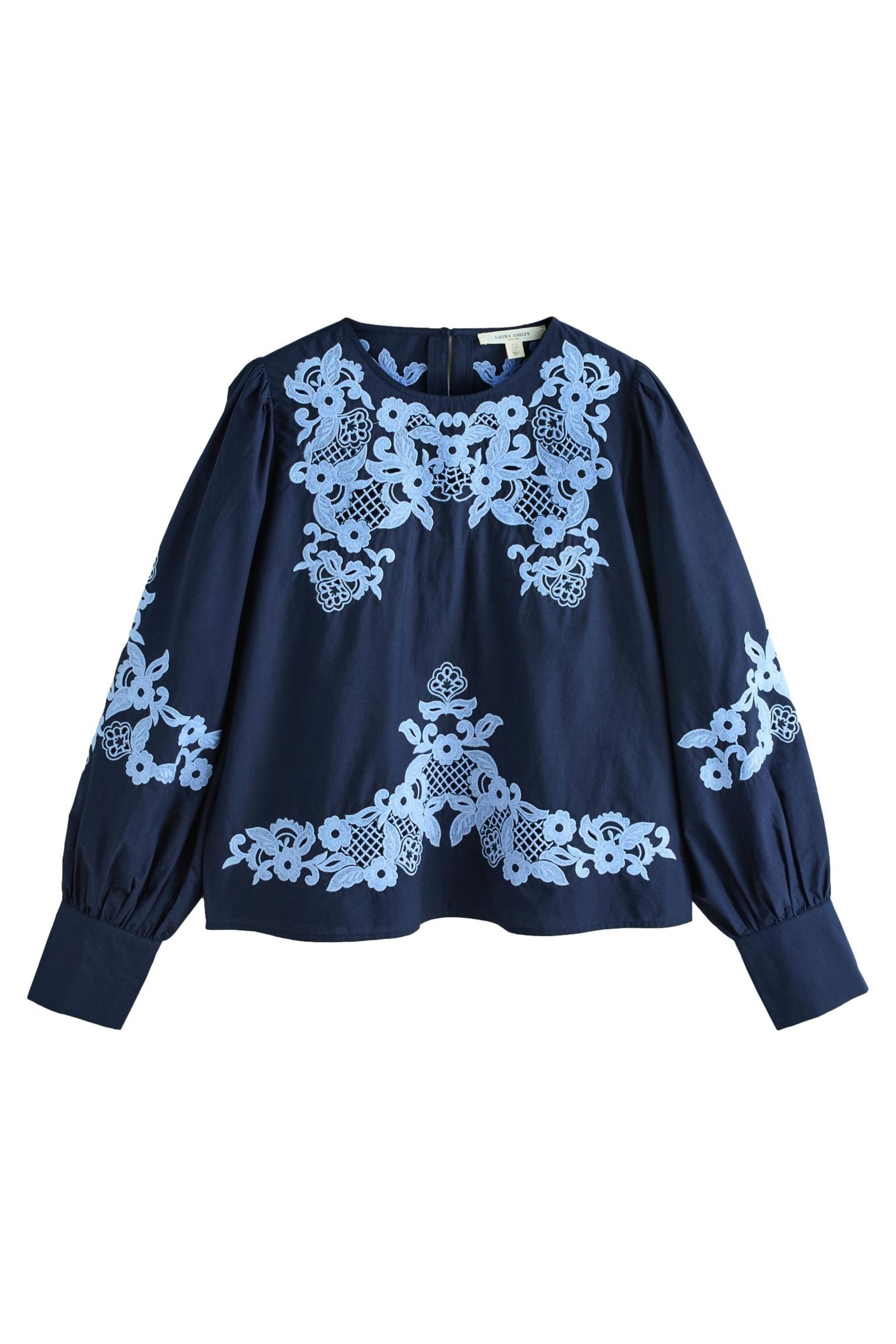 LAURA ASHLEY Langarmbluse Laura Ashley Bestickte, langärmelige Bluse (1-tlg)