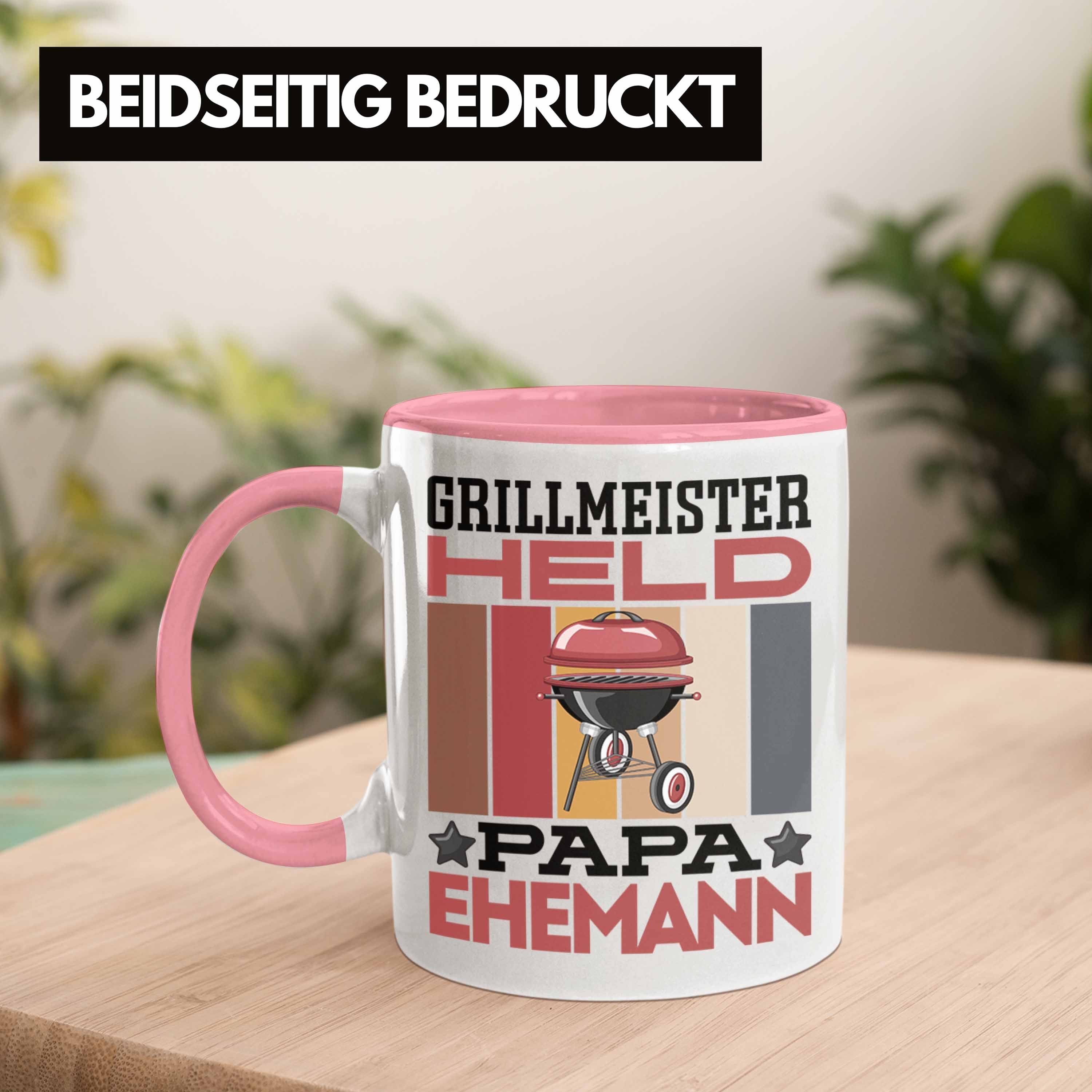 Trendation Tasse Papa Ehemann" Geschenkidee Rosa Vate Papa Geschenk Tasse "Grillmeister Held