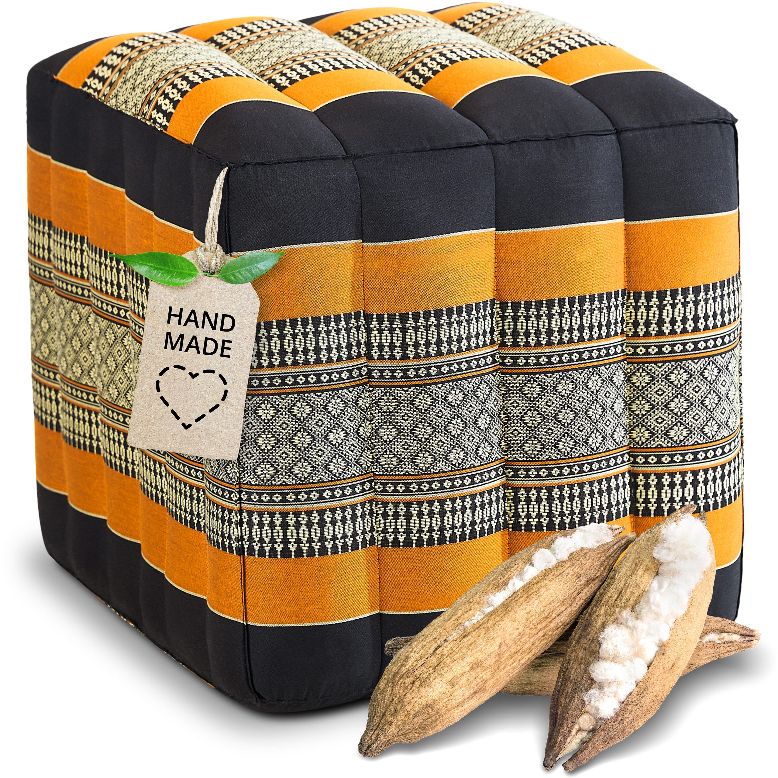 livasia Polsterhocker Würfelkissen - 40x40x40cm - Sitzwürfel, Kapok, vegan, handgefertigt