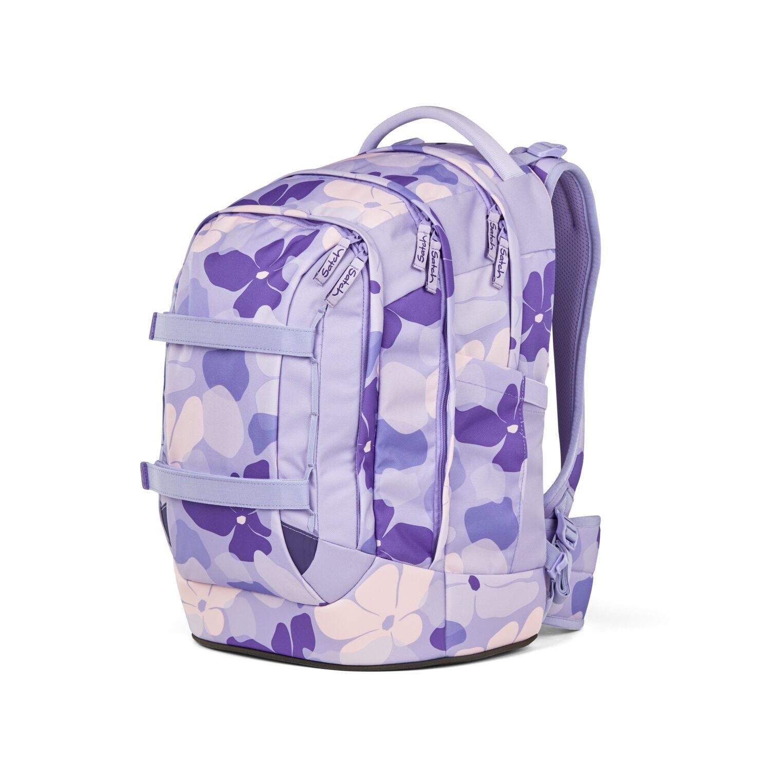 Satch Schulranzen Schulrucksack-Set PACK Lilac Blossom 2-teilig (2-teilig), ergonomisch, Your-Size-System: auf Körpergröße anpassbar