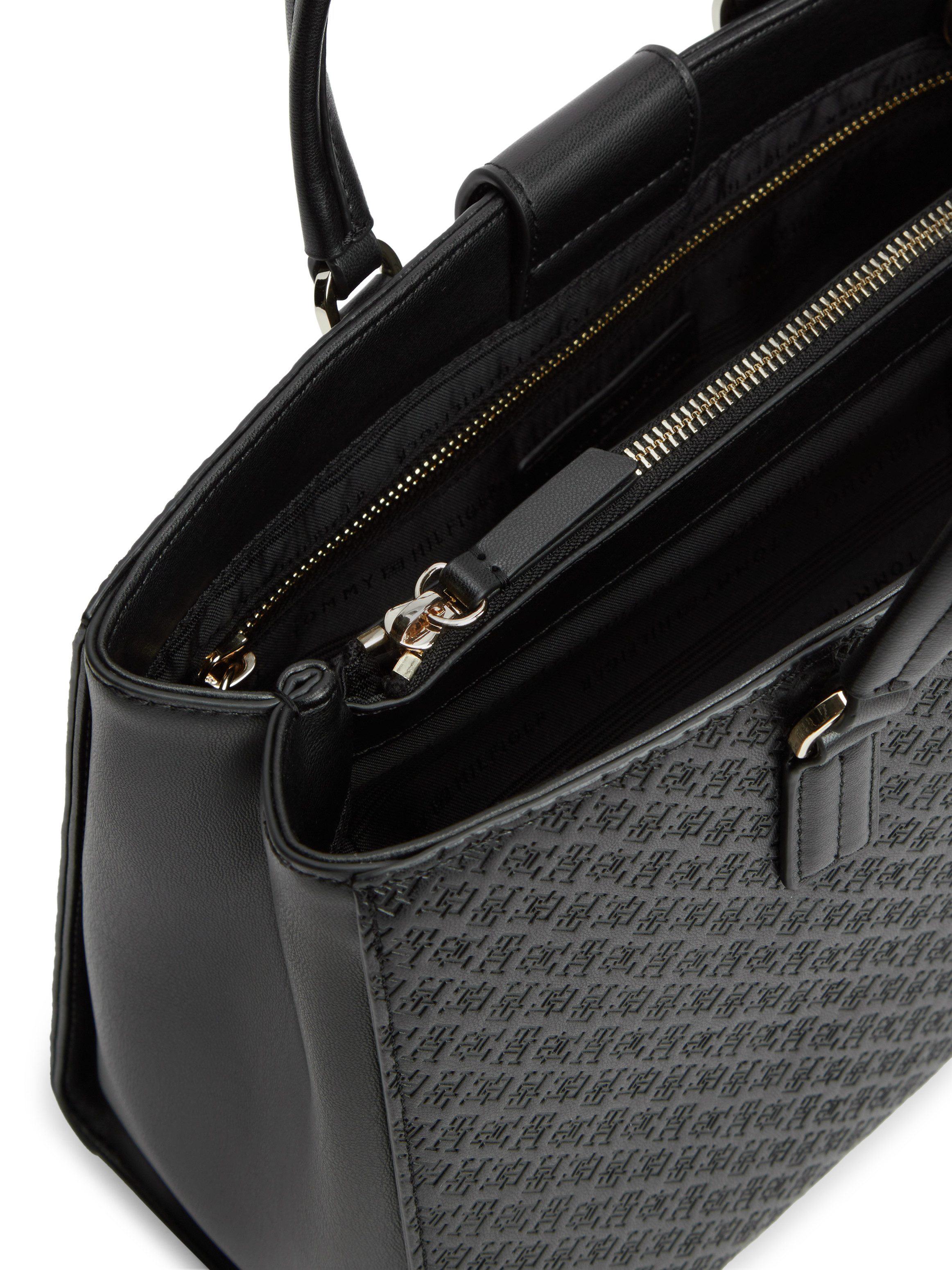 Tommy Hilfiger Henkeltasche TH DAILY SATCHEL MONO, Damen Tragetasche, Handtasche mit Allover TH-Logoprägung