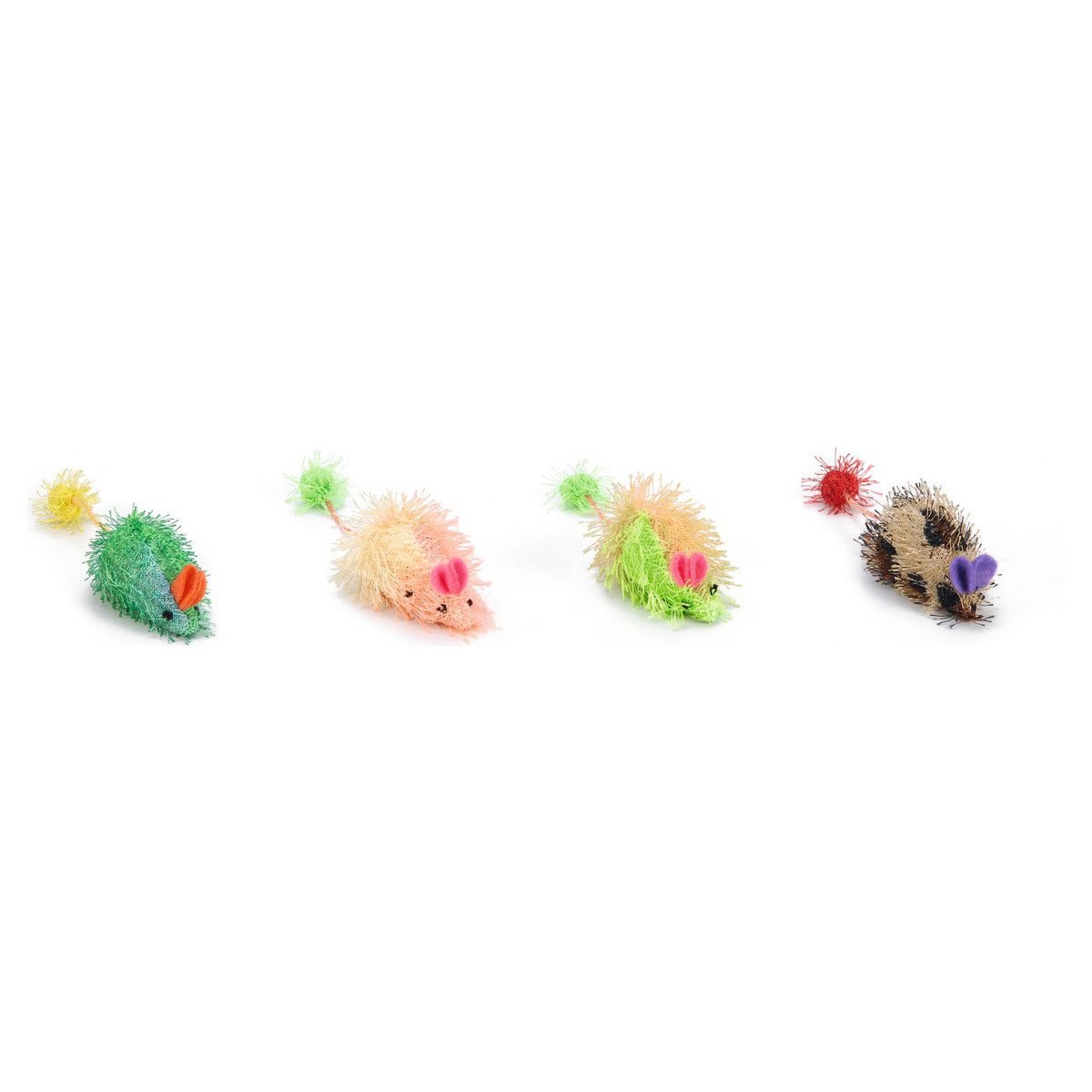 Beeztees Tierkuscheltier Katzenspielzeug langhaarige Maus Rainbow