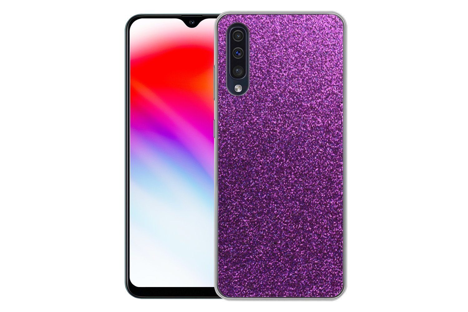 MuchoWow Handyhülle für Samsung Galaxy A30s Glitzer - Rosa - Design - Abstrakt, Smartphone-Bumper, Print, Handy Schutzhülle Dünn