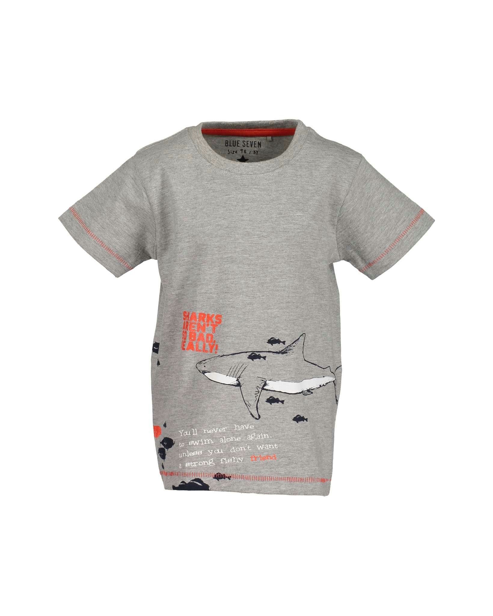 Blue Seven T-Shirt Blue Seven Jungen T-Shirt in grau mit Hai-Print 92